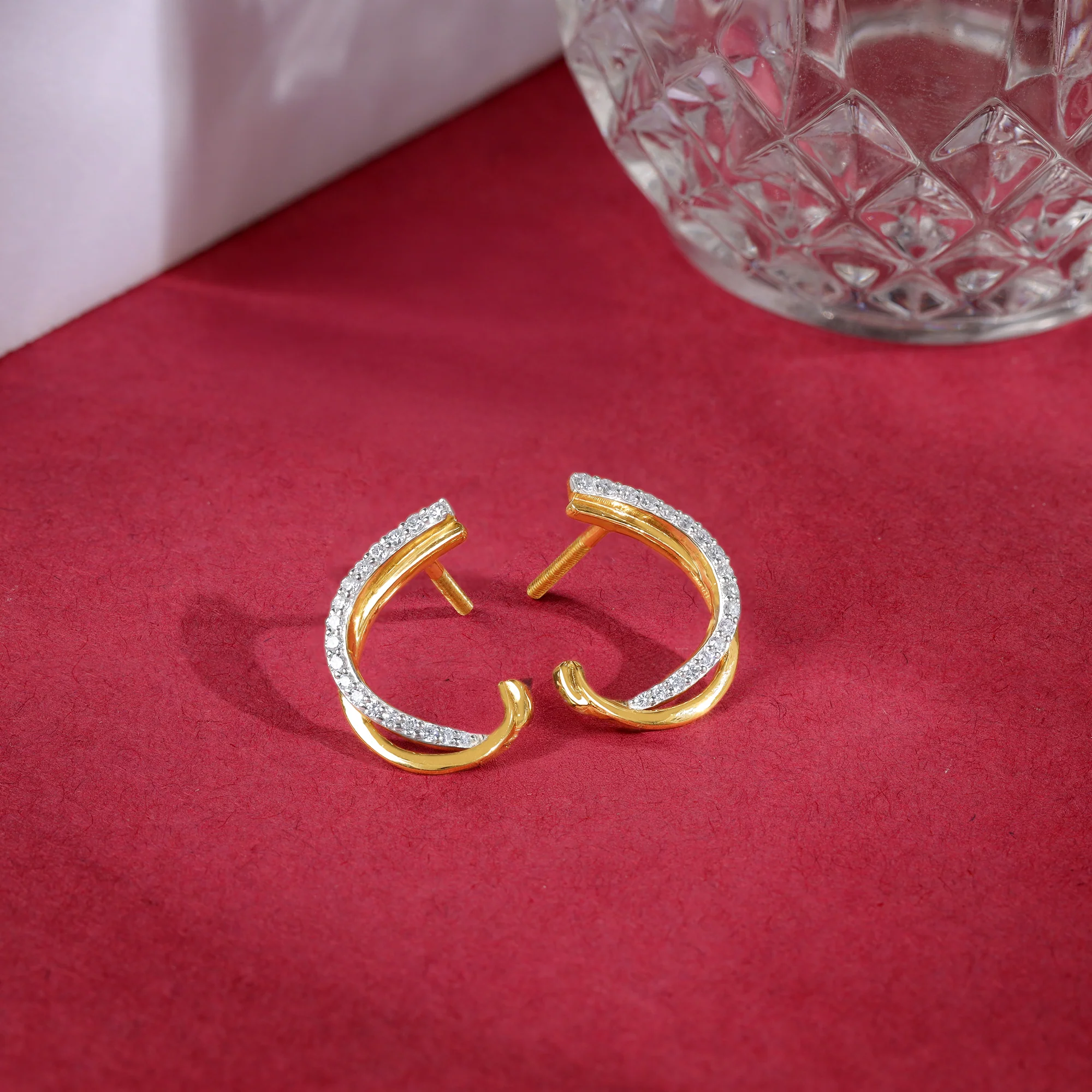 Gold Diana J-hoop Lab Grown Diamond Earrings - Image 2