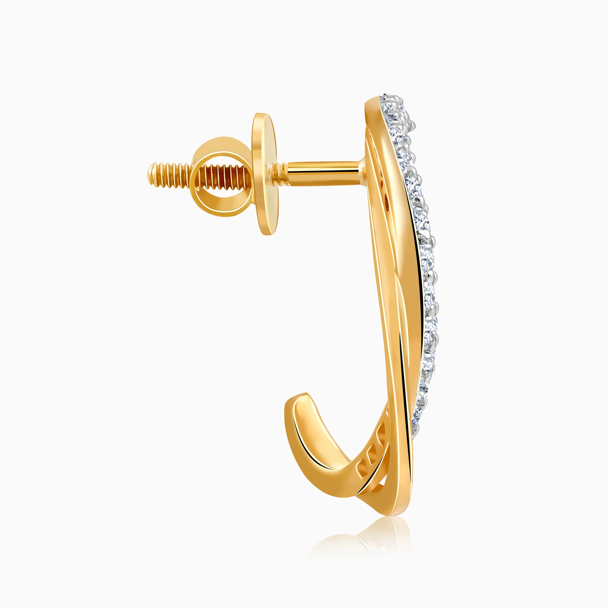 Gold Diana J-hoop Lab Grown Diamond Earrings - Image 5