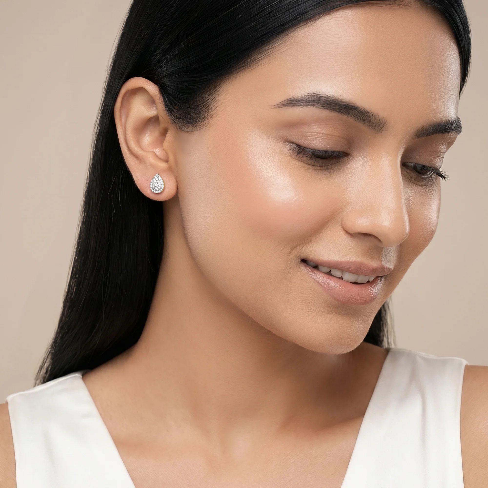 Gold Drape Lab Grown Diamond Earrings - Image 3