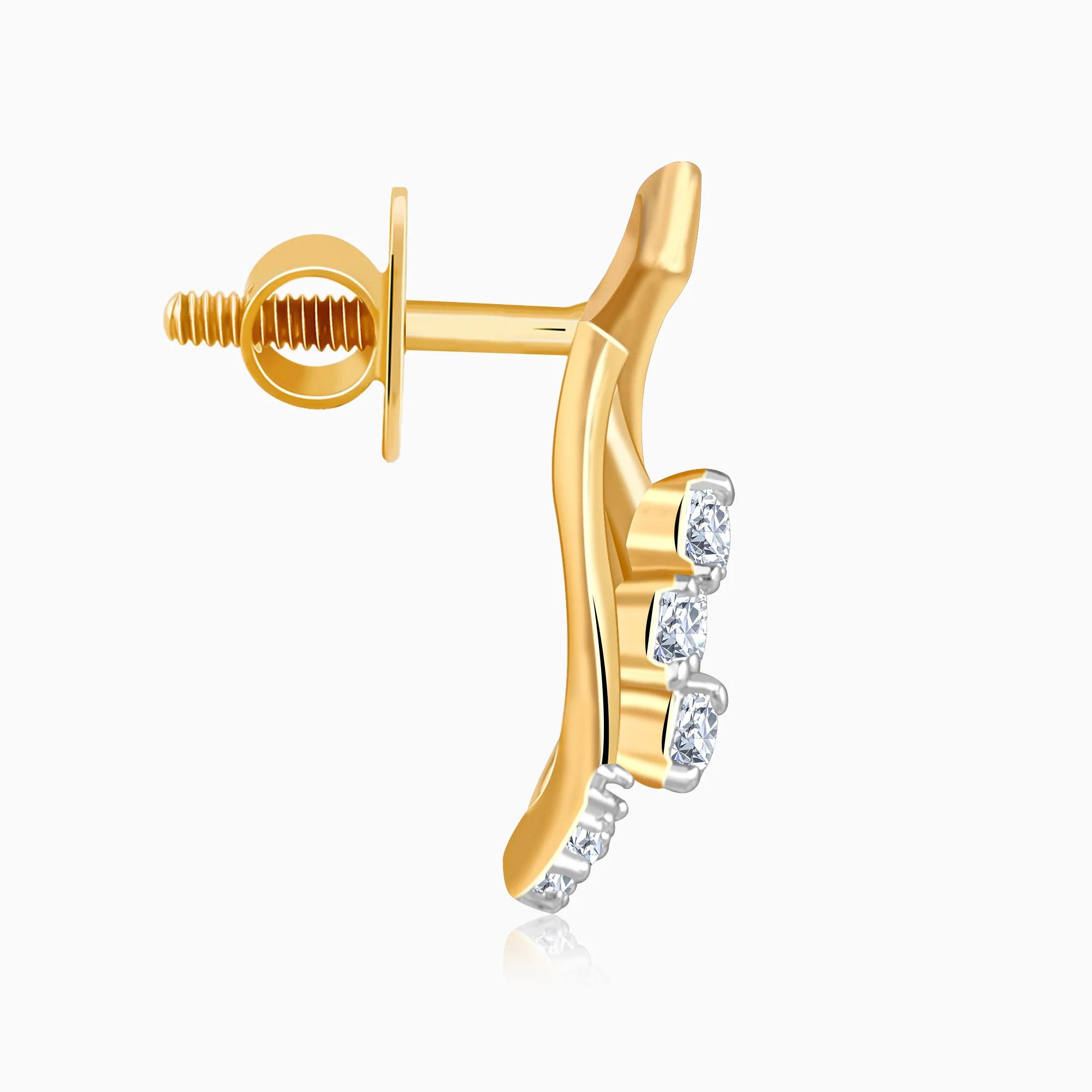 Gold Dropping Ray Lab Grown Diamond Earrings - Image 5