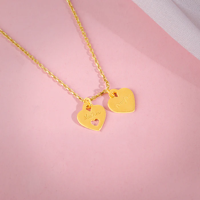 Golden Dual Heart Name Personalised Necklace - Image 3