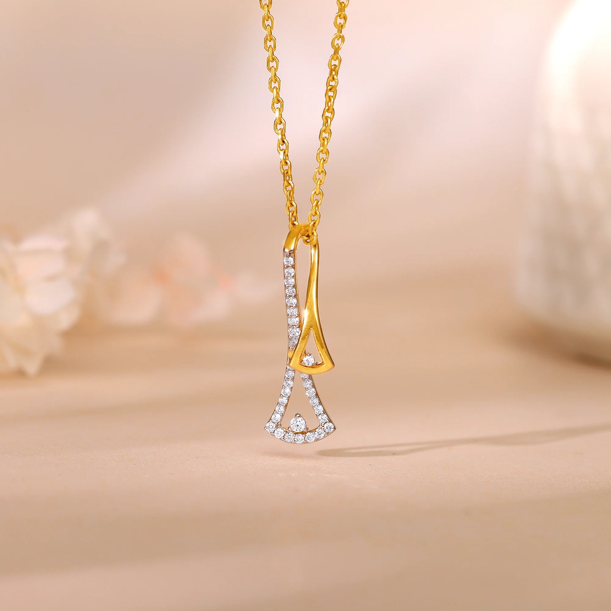 Gold Dual Sparkle Diamond Pendant - Image 2
