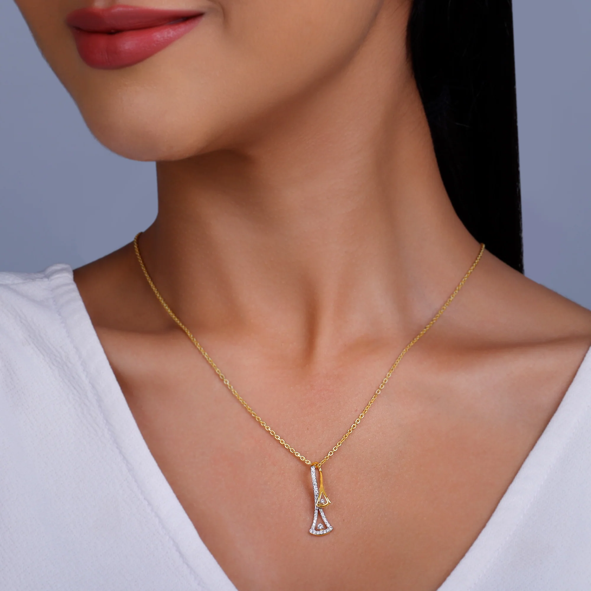 Gold Dual Sparkle Diamond Pendant - Image 3