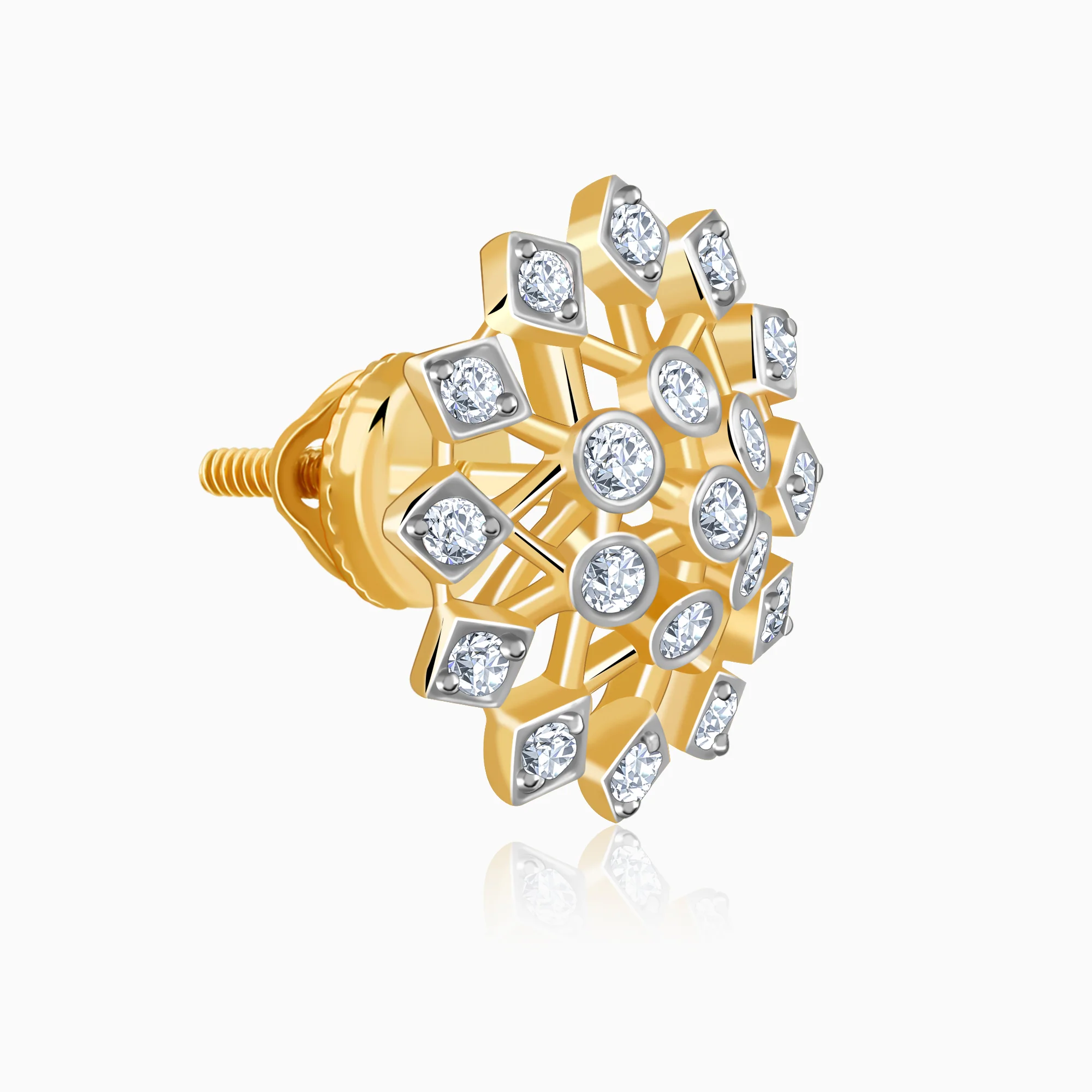 Gold Elegant Starbust Lab Grown Diamond Earrings - Image 4