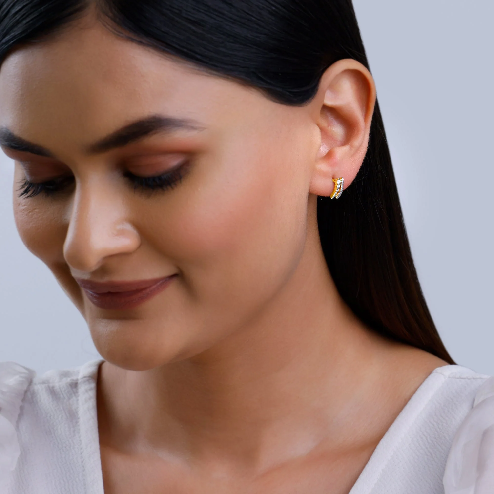 Gold Elysian Diamond Earrings - Image 3