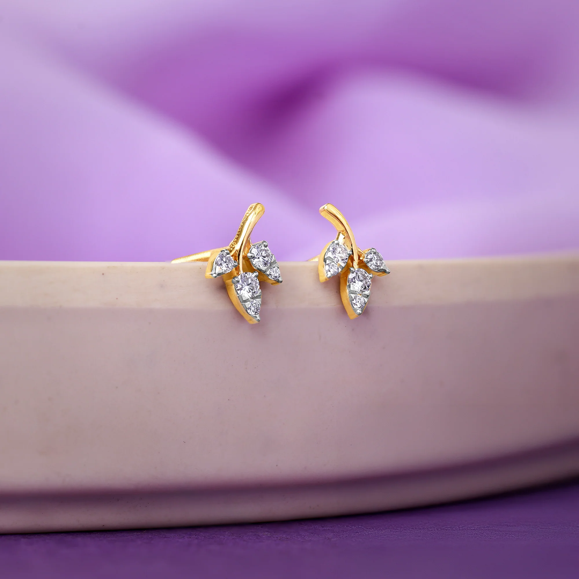 Gold Eternal Vine Lab Grown Diamond Earrings - Image 2