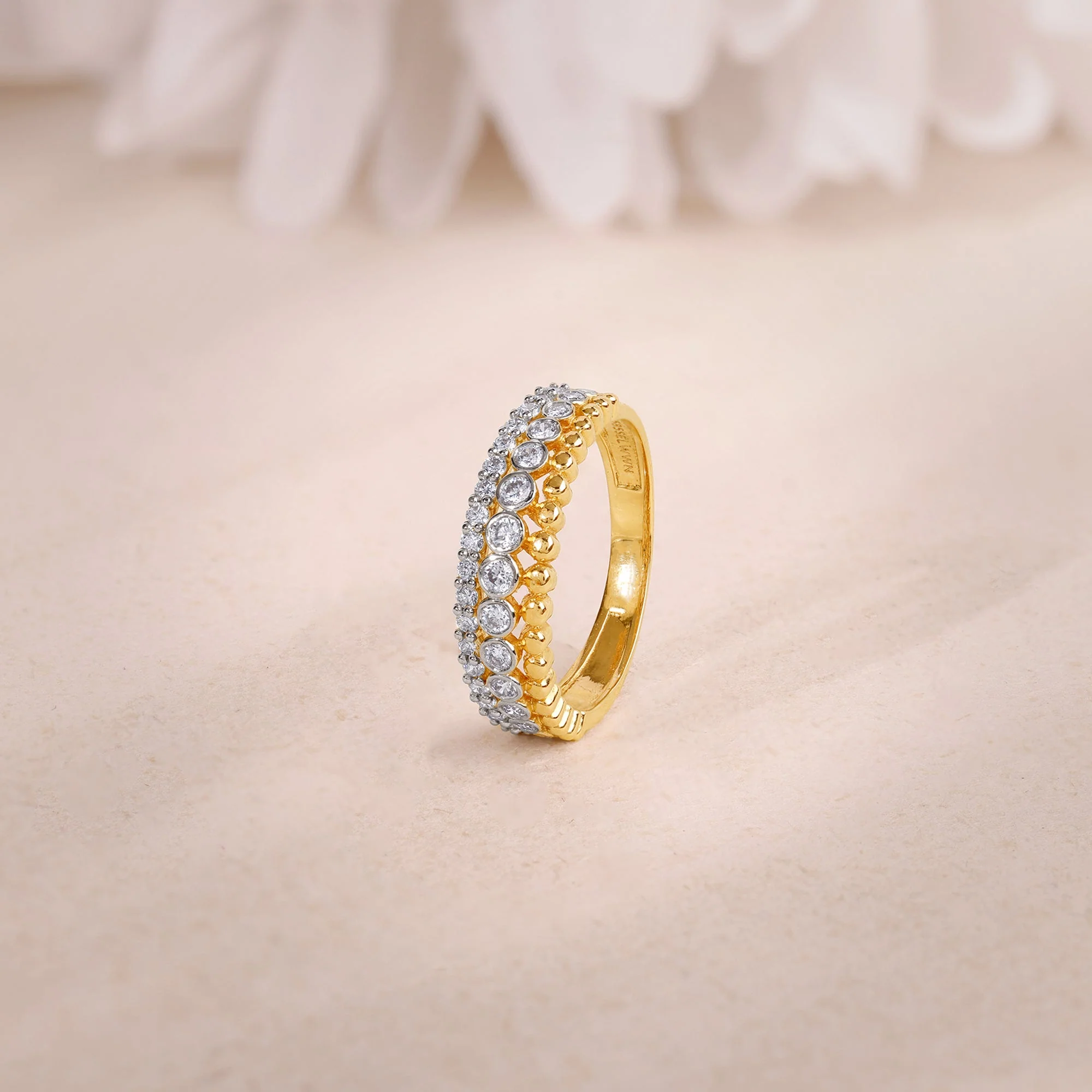 Gold Faux Stack Bezel Lab Grown Diamond Ring - Image 2