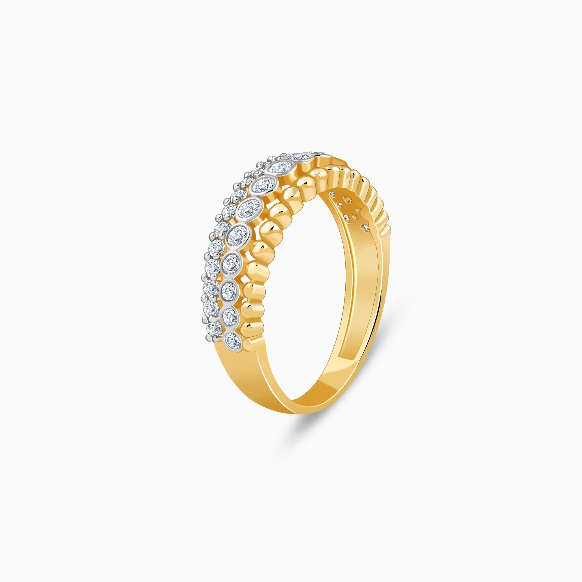 Gold Faux Stack Bezel Lab Grown Diamond Ring - Image 4