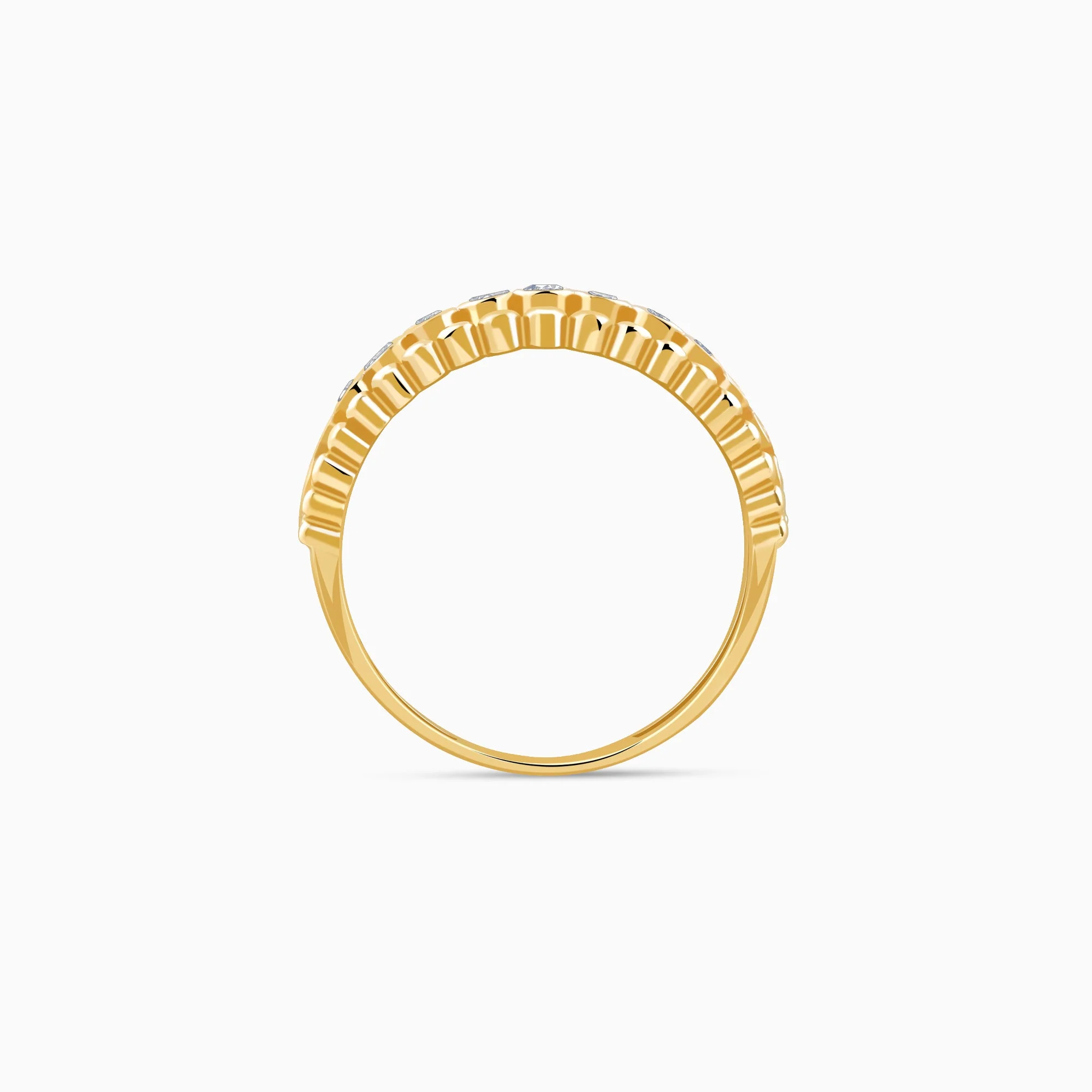 Gold Faux Stack Bezel Lab Grown Diamond Ring - Image 5