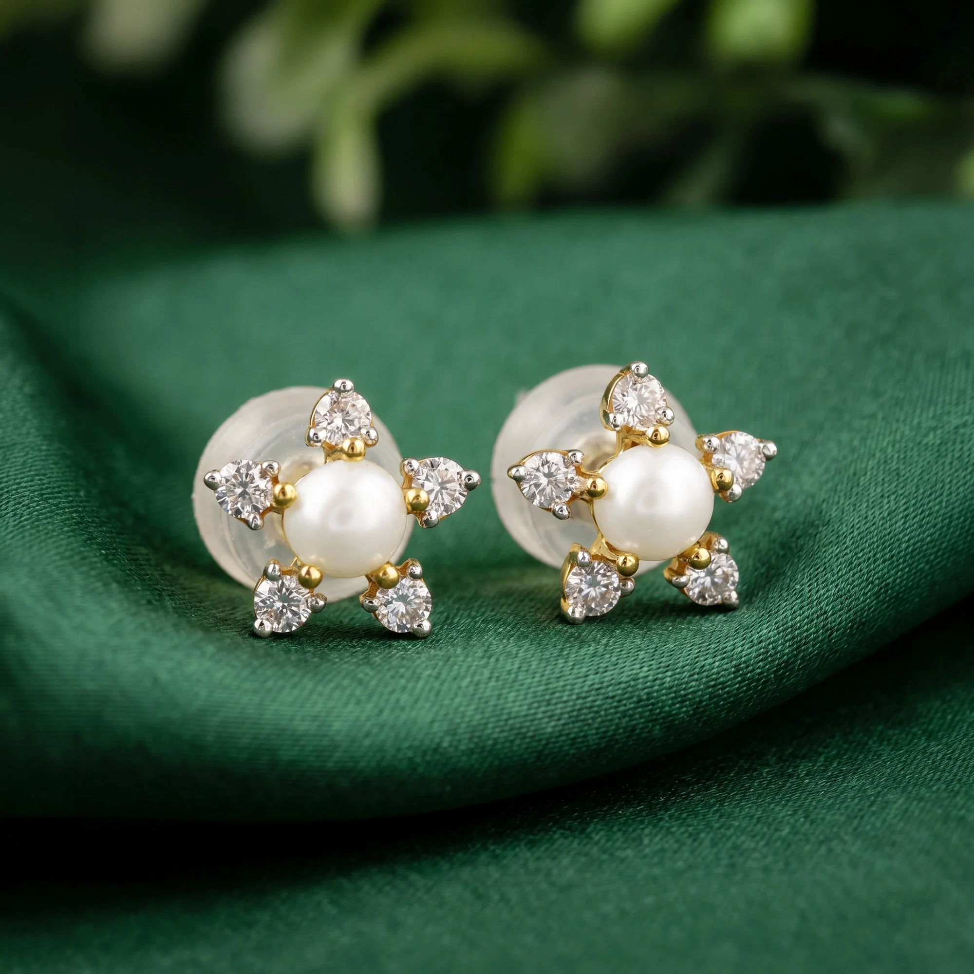 Gold Flor Lab Grown Diamond Earrings - Image 2