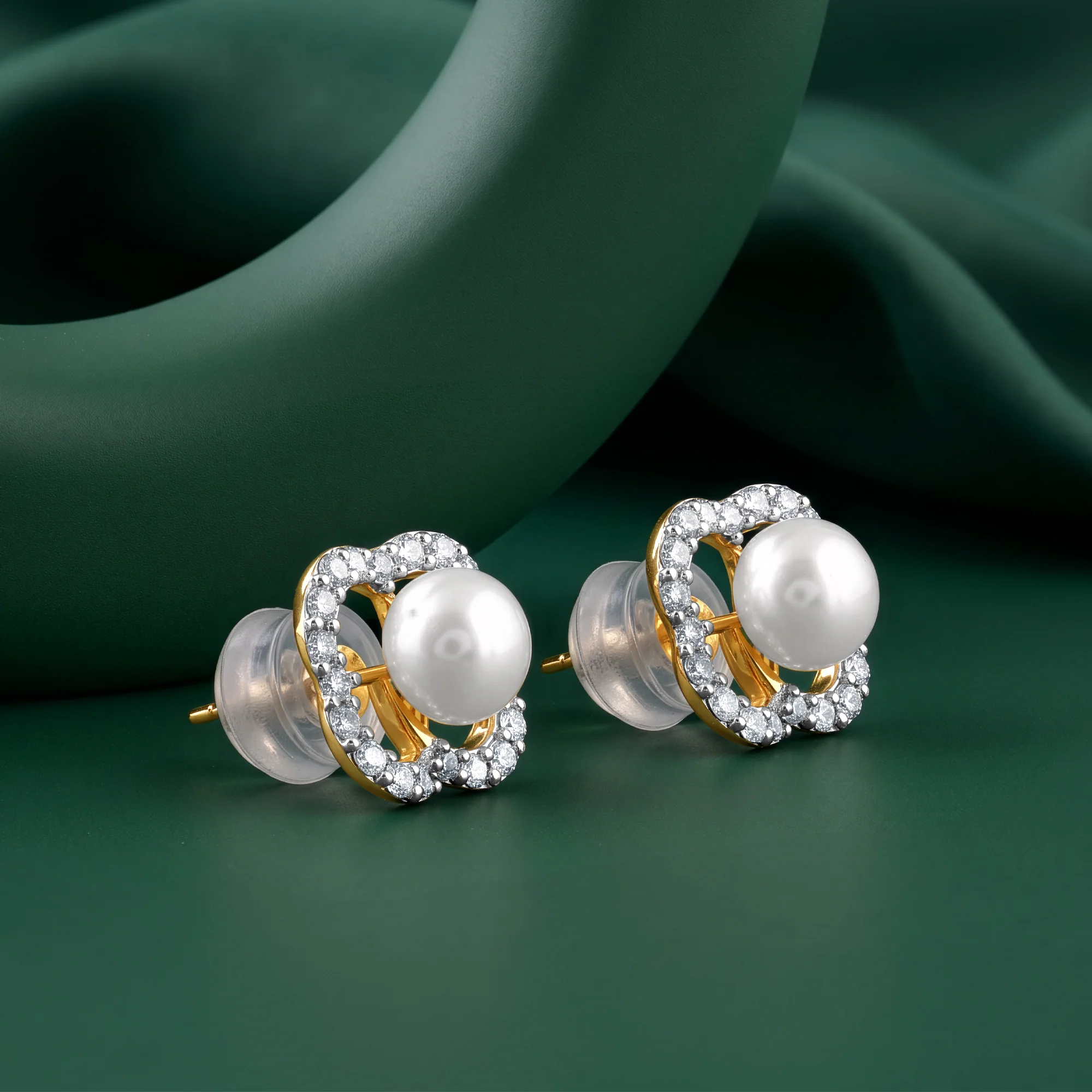 Gold Flor Sparkle Lab Grown Diamond Earrings - Image 2