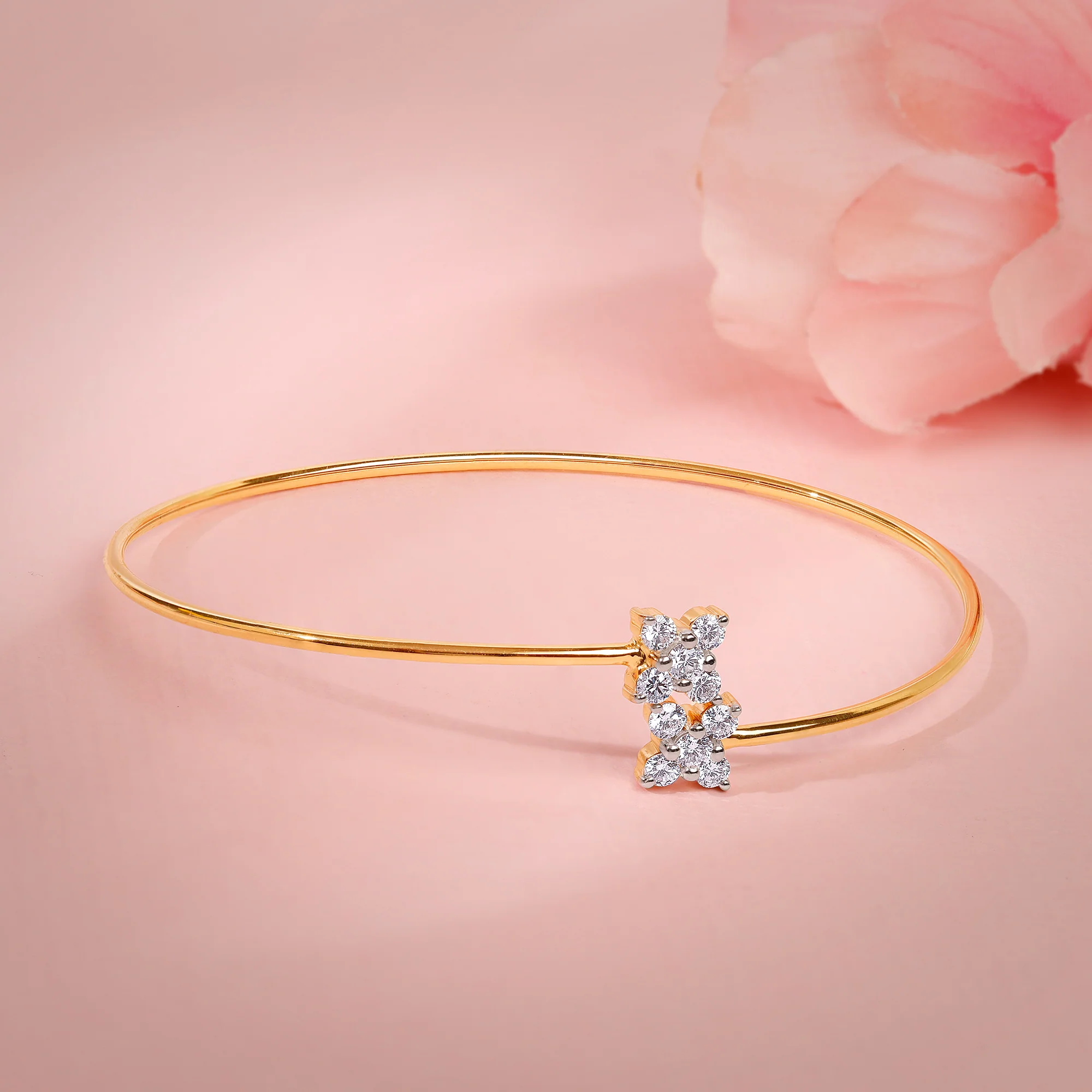 Gold Flora Bloom Lab Grown Diamond Bangle Bracelet - Image 2