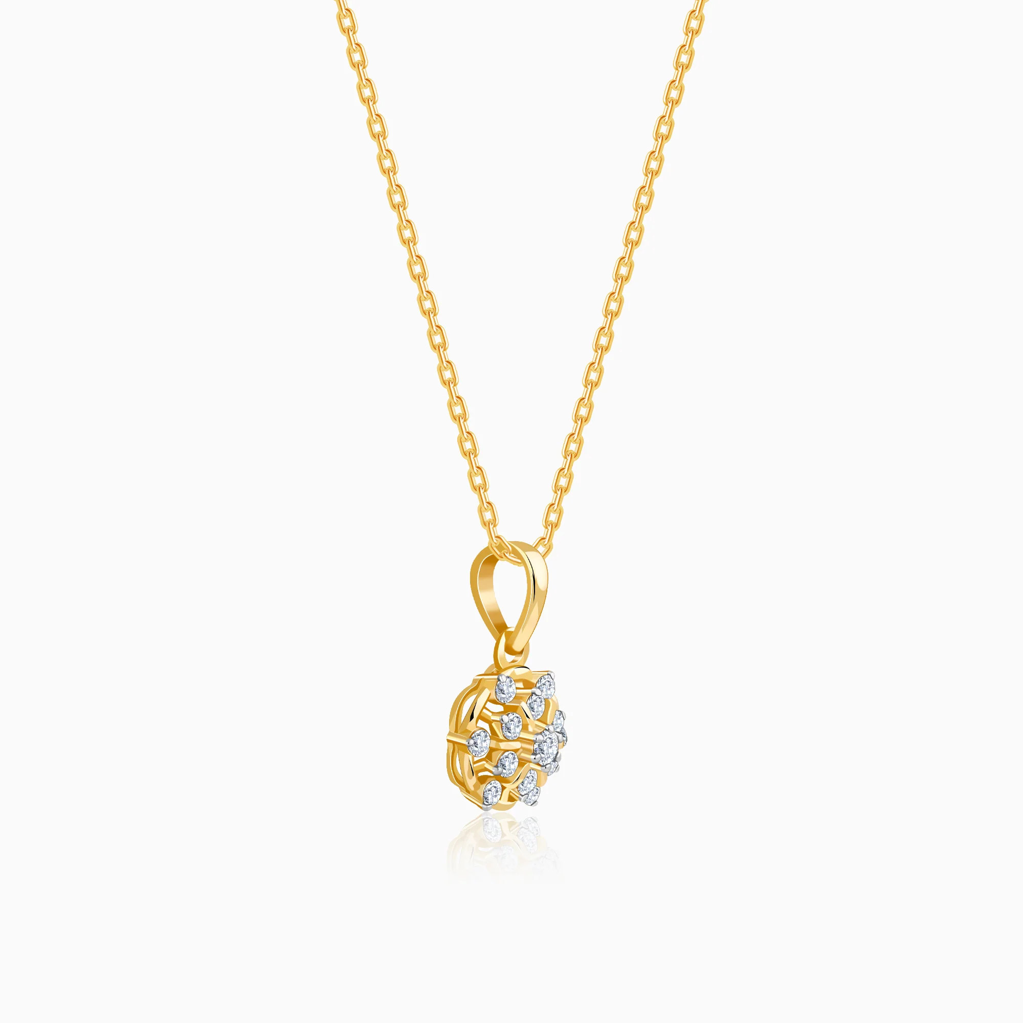 Gold Floral Aura Lab Grown Diamond Pendant - Image 4