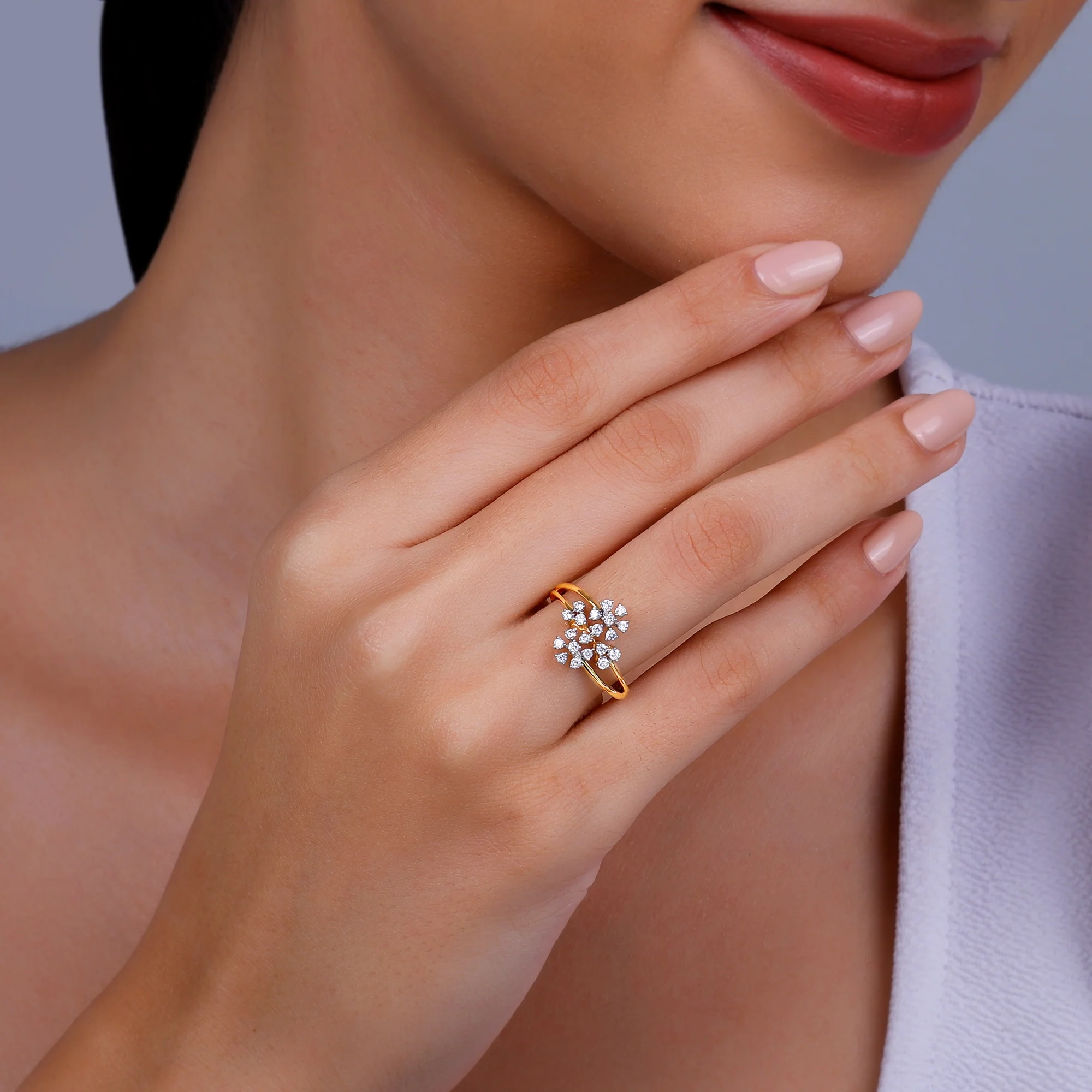 Gold Floral Bouquet Diamond Ring - Image 3