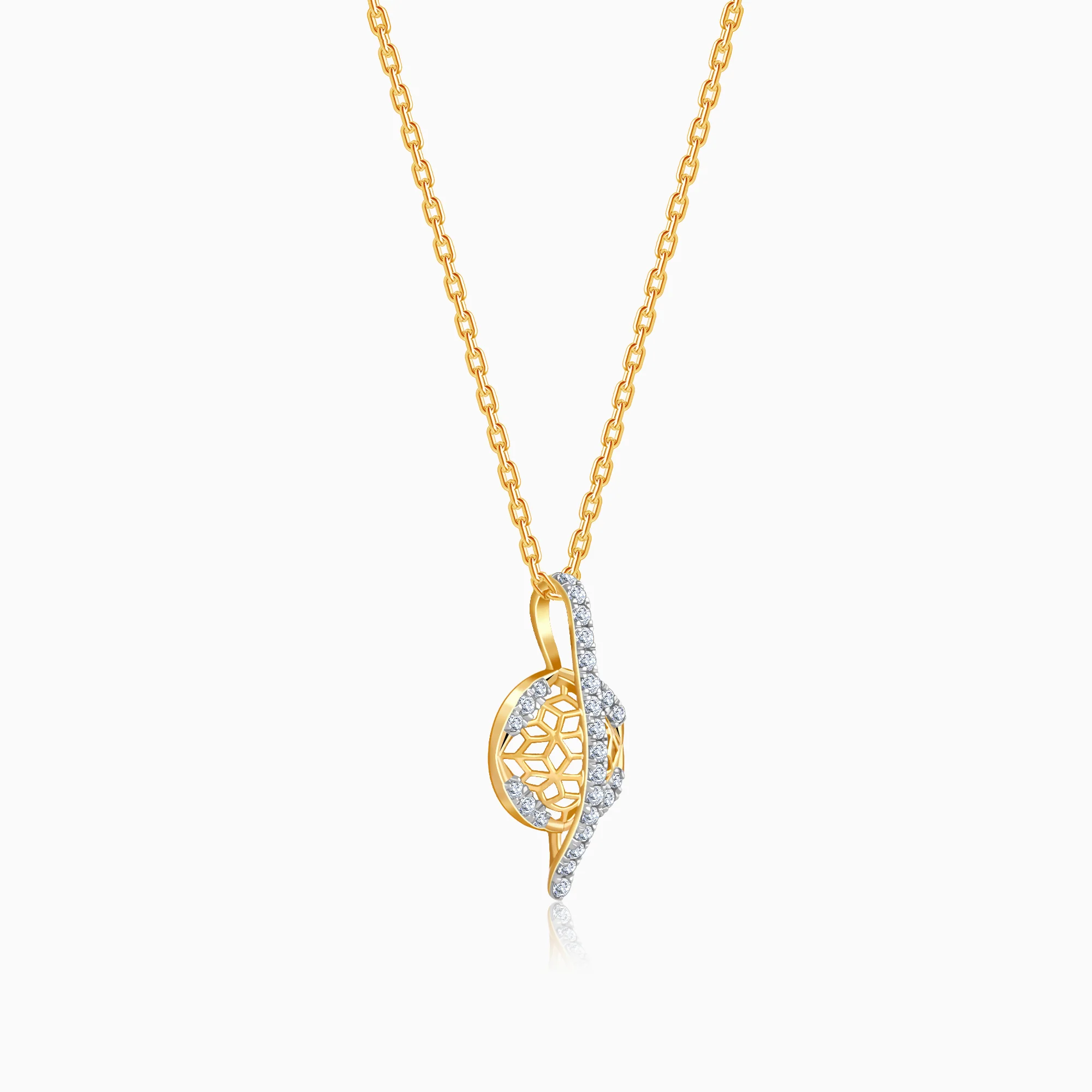 Gold Floral Charm Lab Grown Diamond Pendant - Image 4