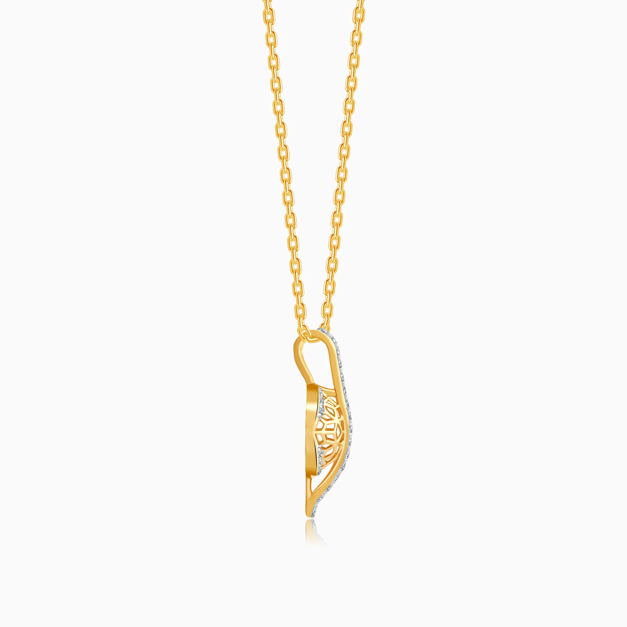 Gold Floral Charm Lab Grown Diamond Pendant - Image 5
