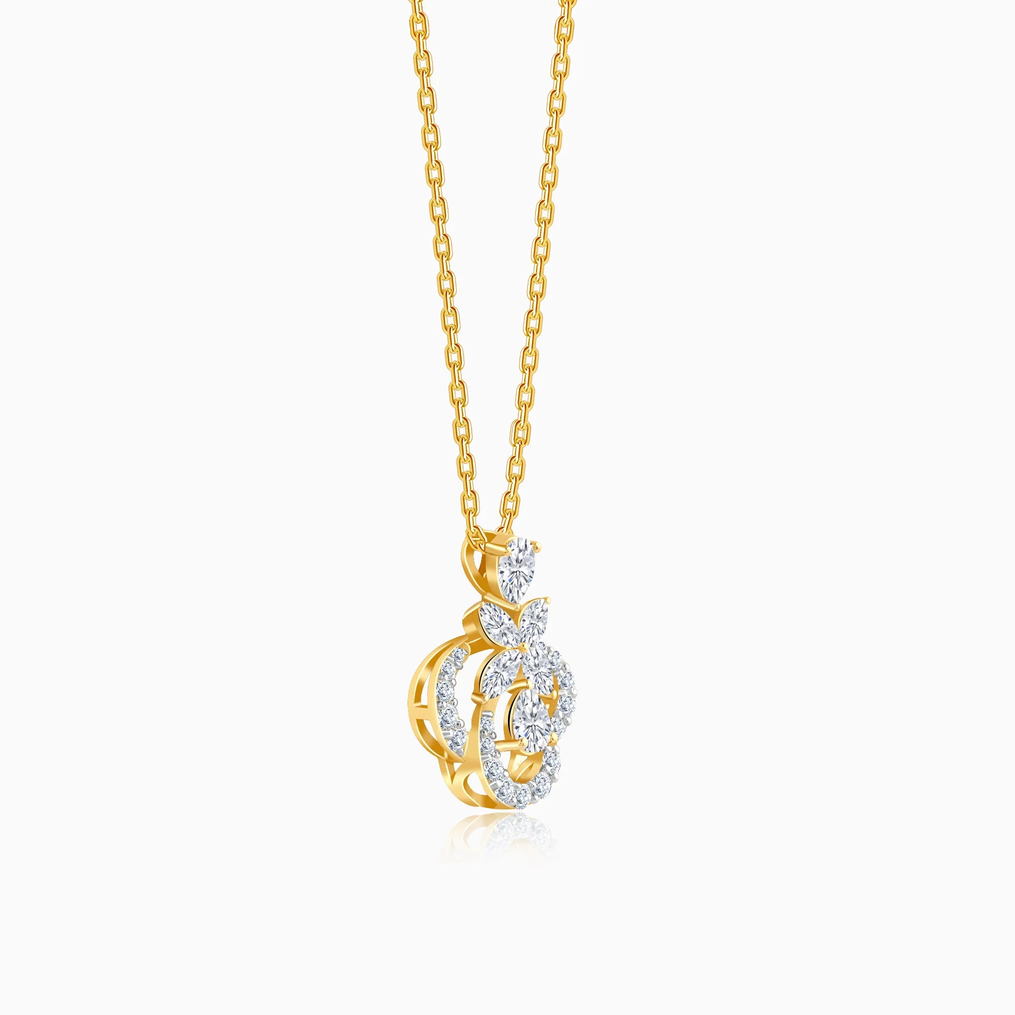 Gold Floral Cluster Lab Grown Diamond Necklace - Image 4