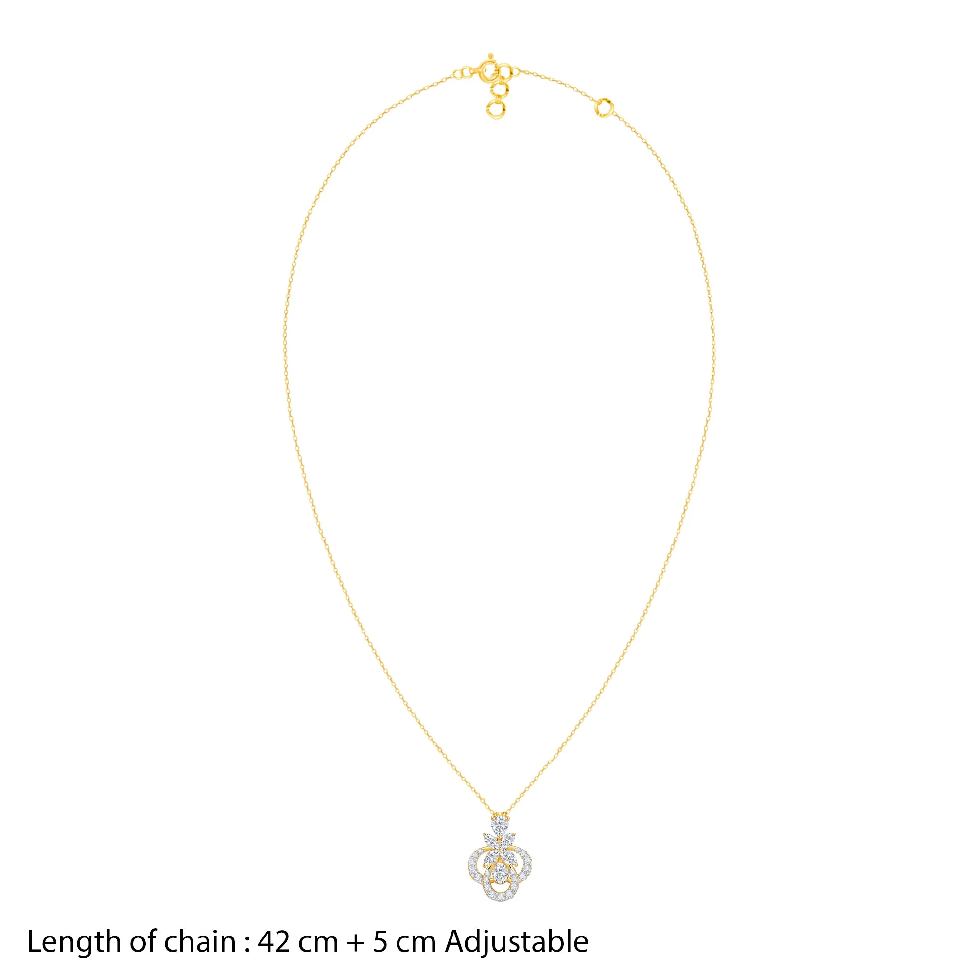 Gold Floral Cluster Lab Grown Diamond Necklace - Image 6