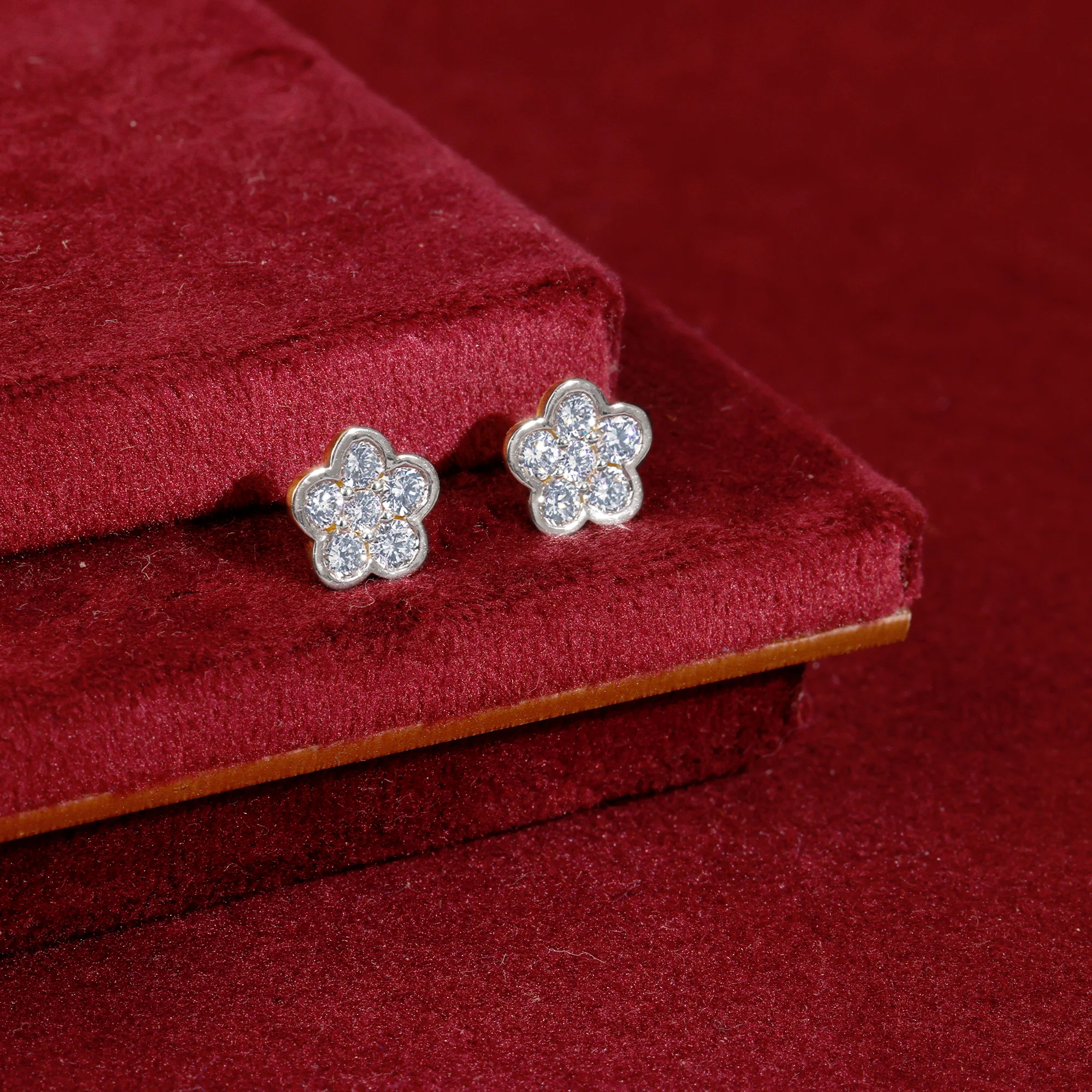 Gold Floral Dazzle Lab Grown Diamond Studs - Image 2