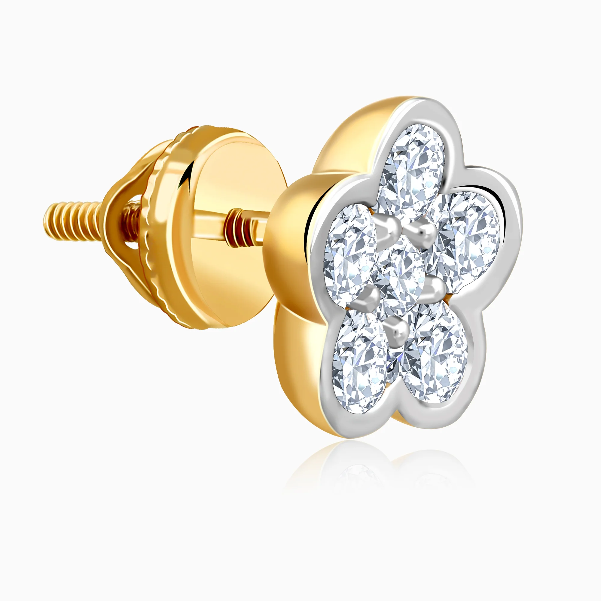 Gold Floral Dazzle Lab Grown Diamond Studs - Image 4