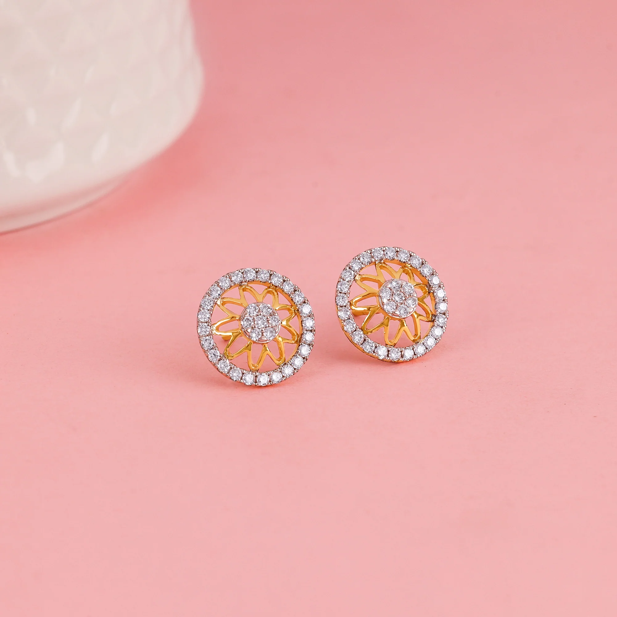 Gold Floral Fiona Lab Grown Diamond Earrings - Image 2