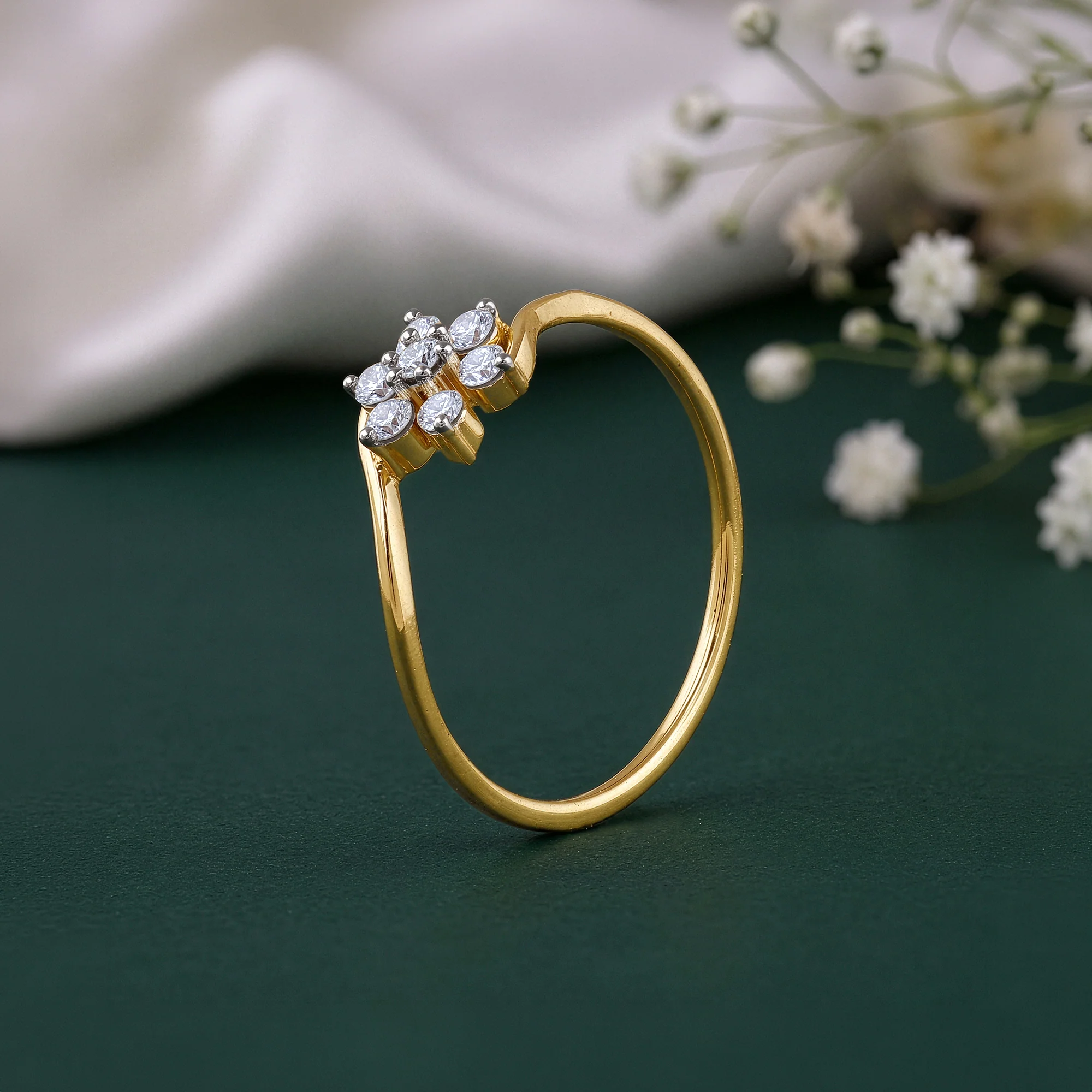 Gold Floral Florish Lab Grown Diamond Ring (Size 12) - Image 2