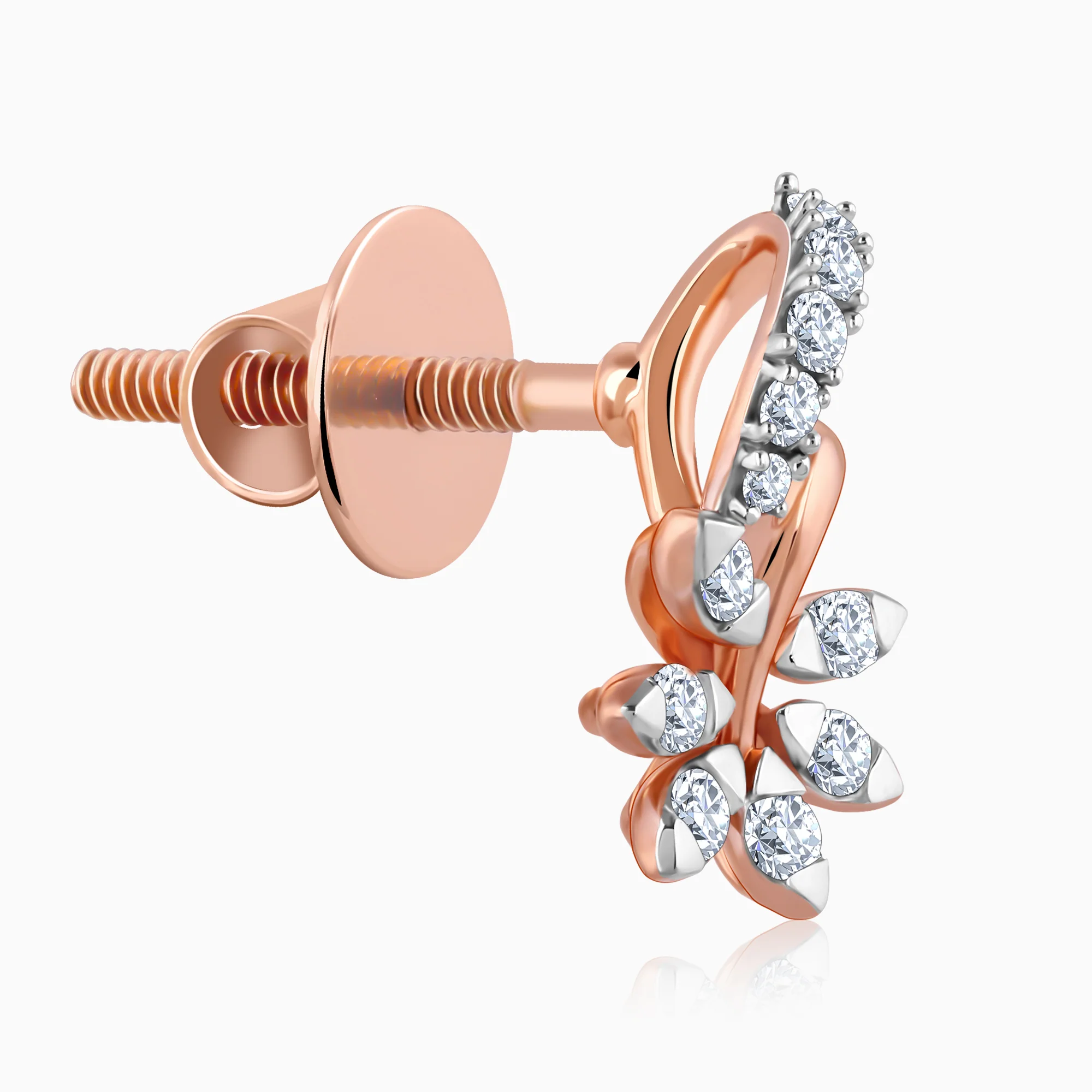 Gold Floral Grace Diamond Earrings - Image 4