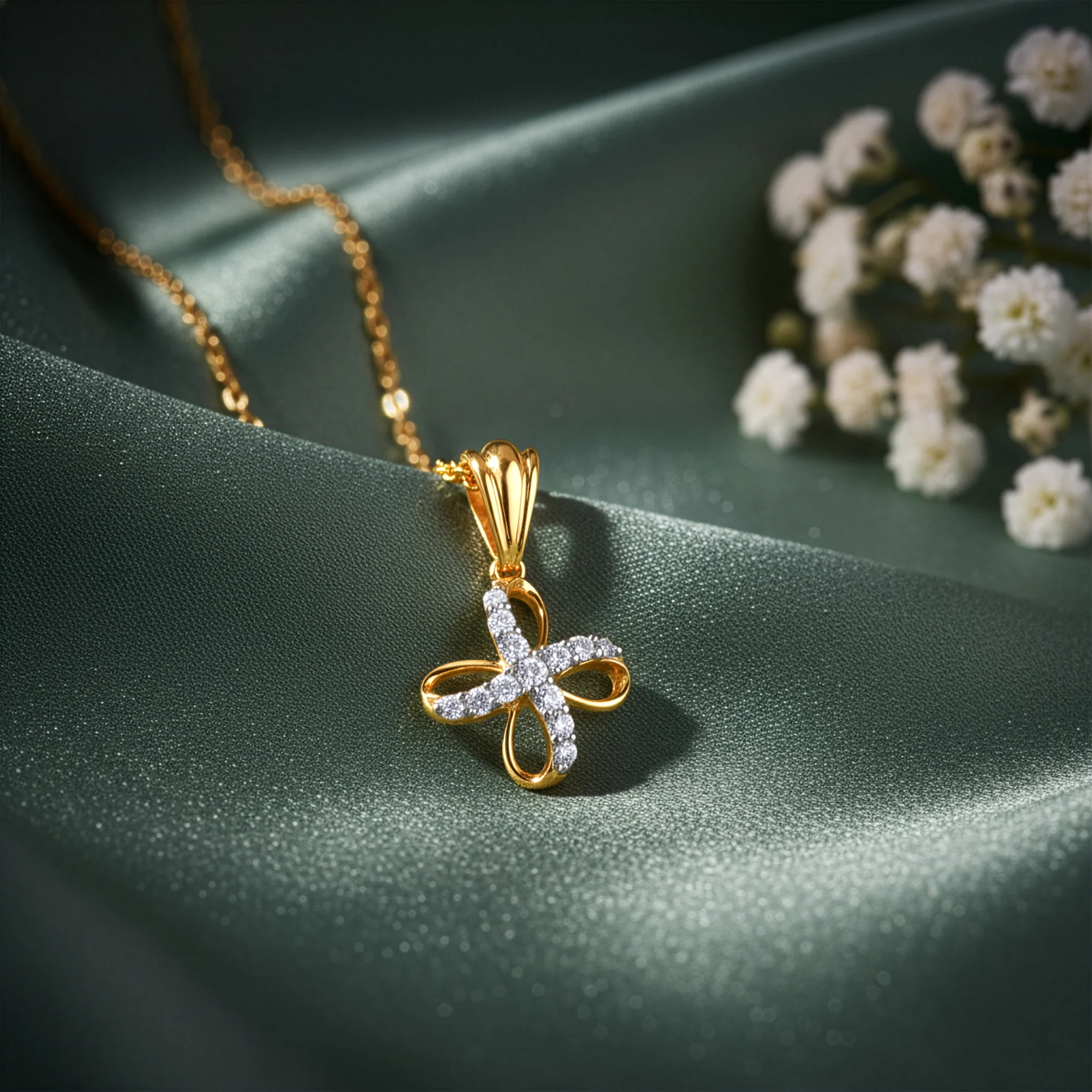 Gold Floral Muse Lab Grown Diamond Pendant - Image 2