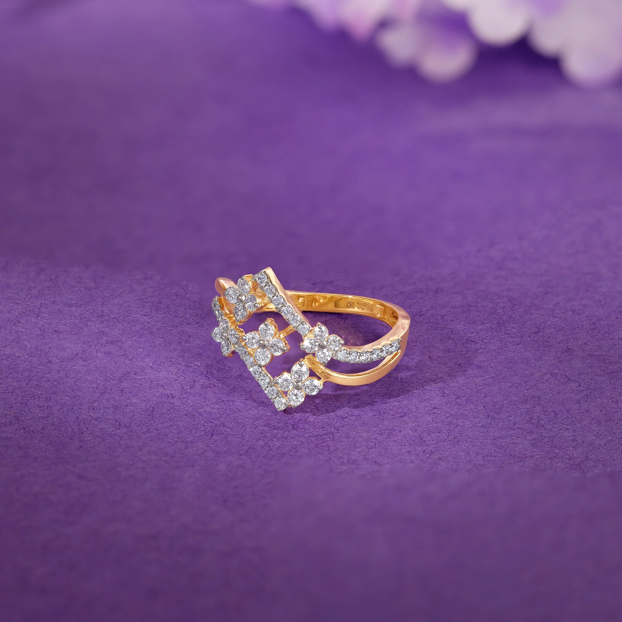 Gold Floral Vibe Lab Grown Diamond Ring - Image 2