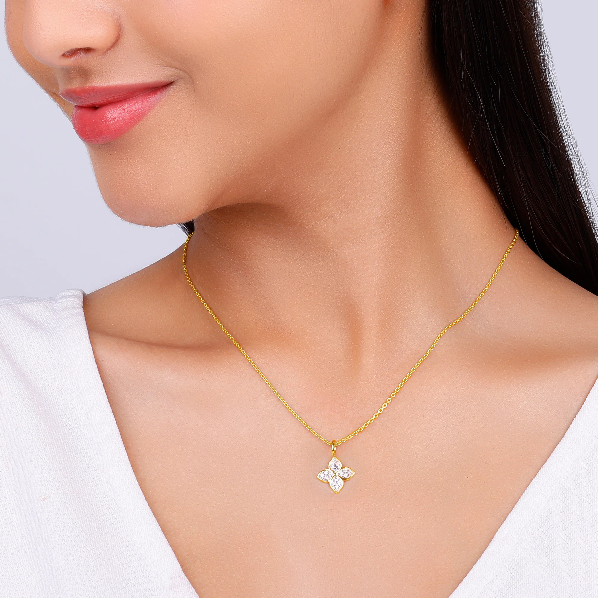 Gold Floret Diamond Pendant - Image 3