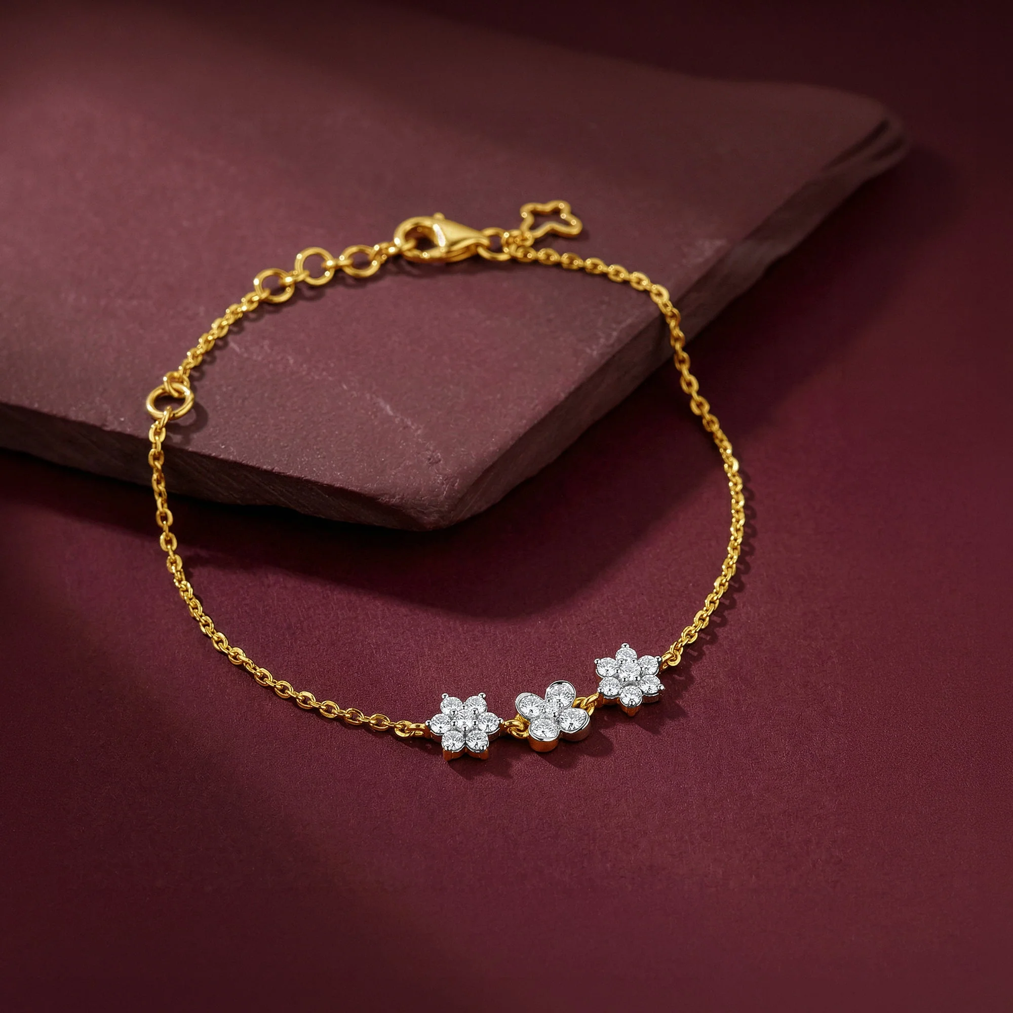 Gold Floret Lab Grown Diamond Bracelet - Image 2