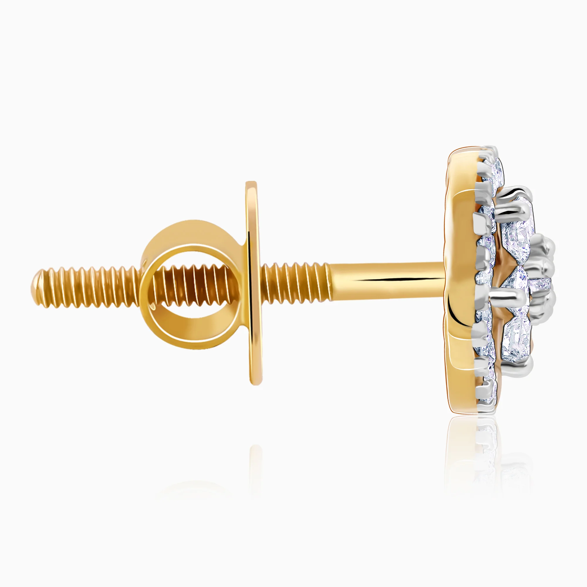 Gold Floret Solitaire Lab Grown Diamond Earrings - Image 5