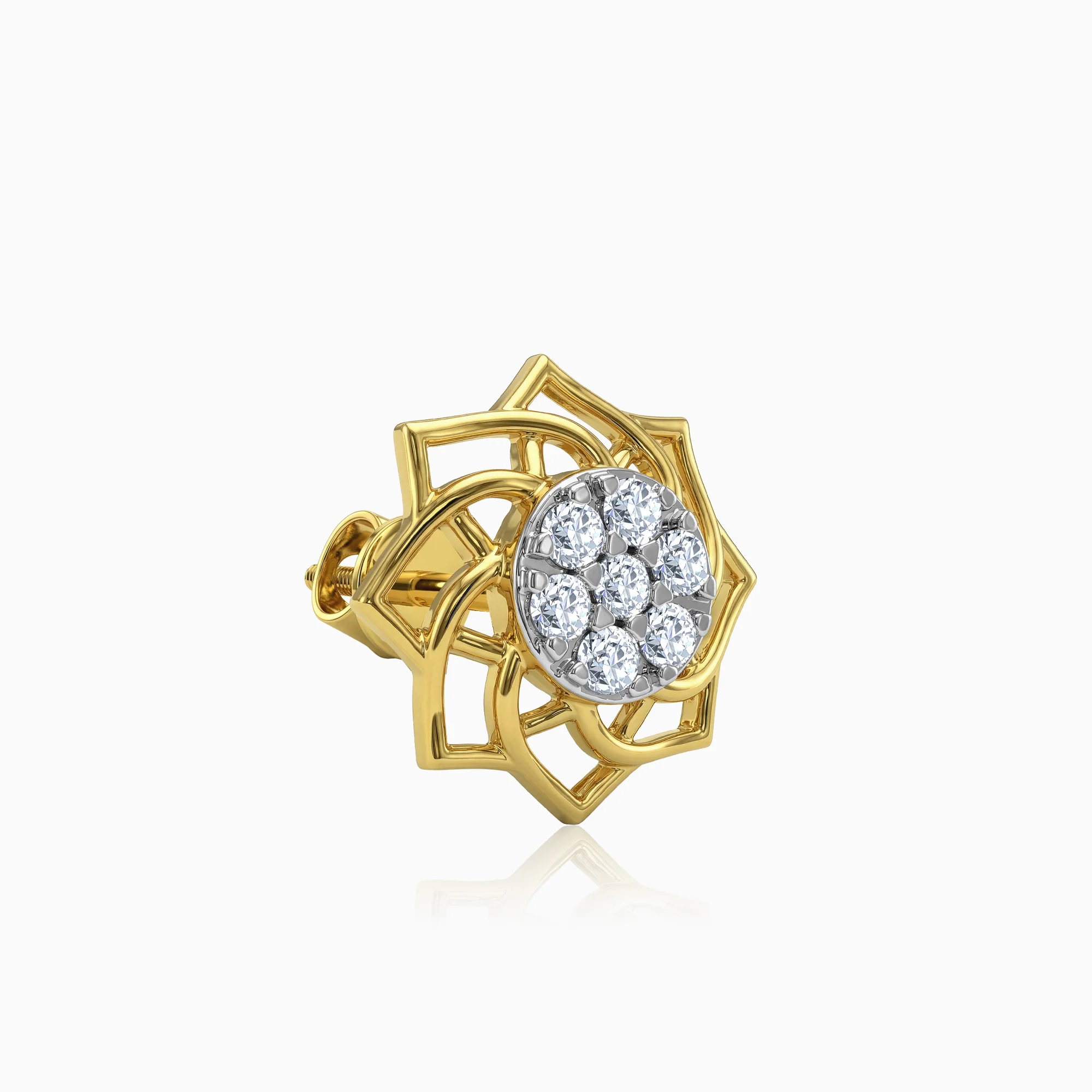 Gold Florid Lab Grown Diamond Earrings - Image 4