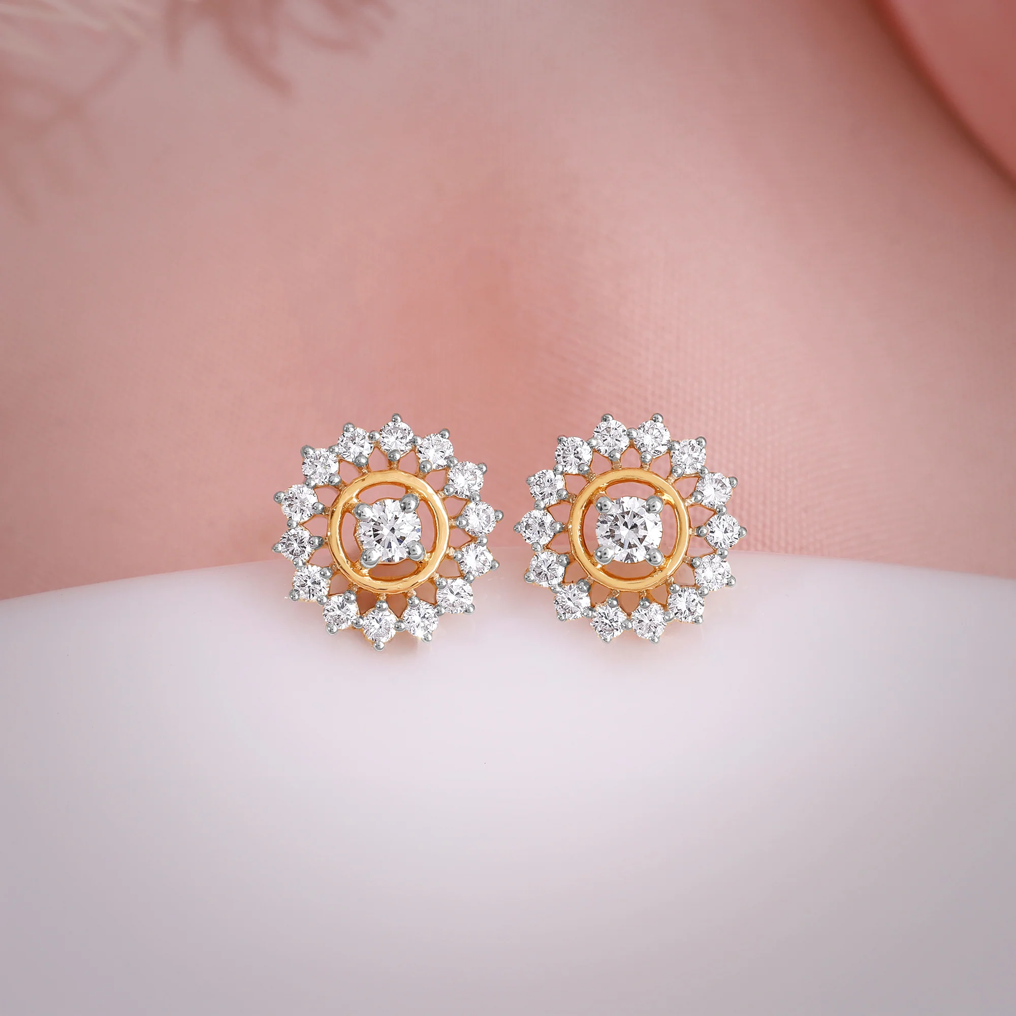 Gold Flower Power Lab Grown Diamond Stud Earrings - Image 2