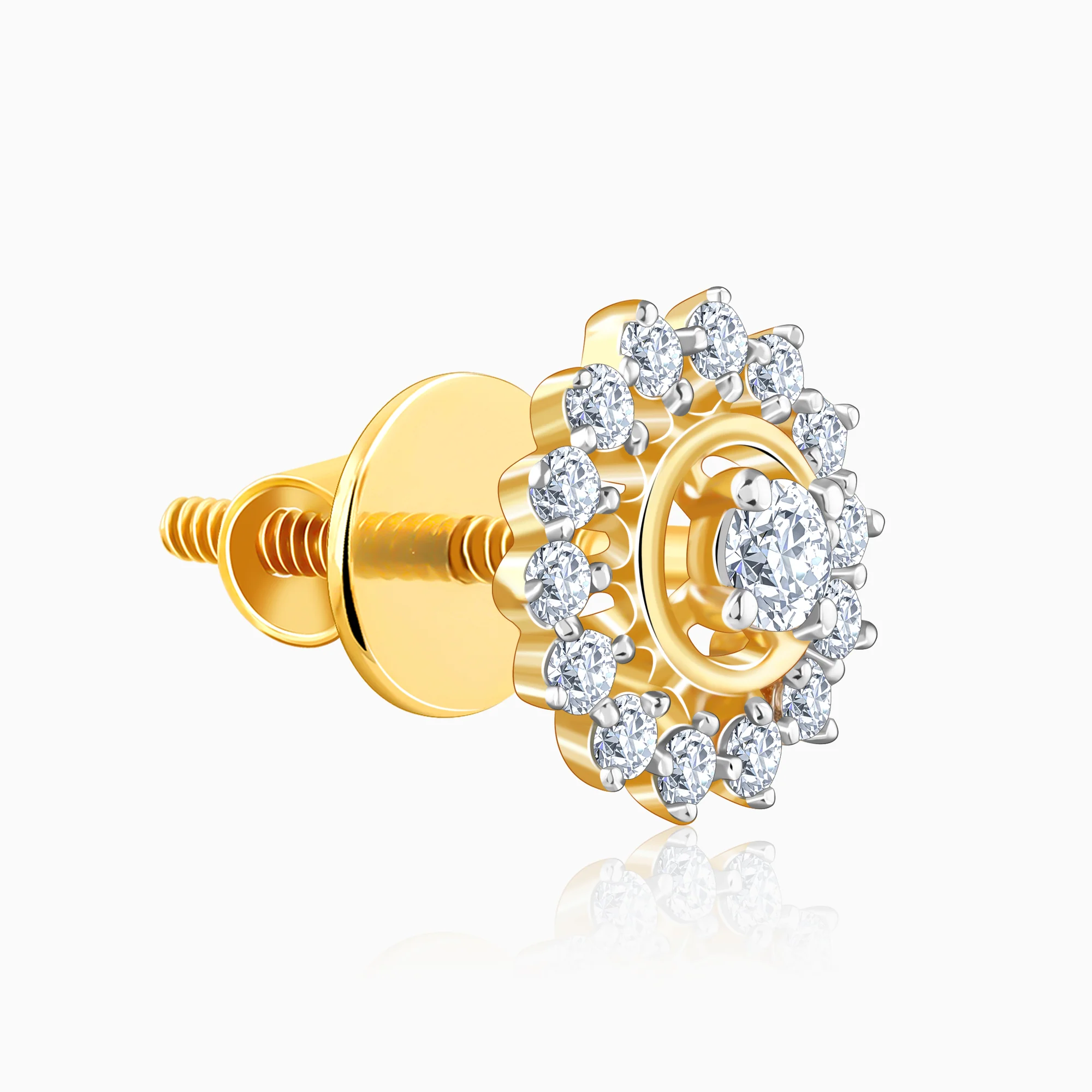 Gold Flower Power Lab Grown Diamond Stud Earrings - Image 4