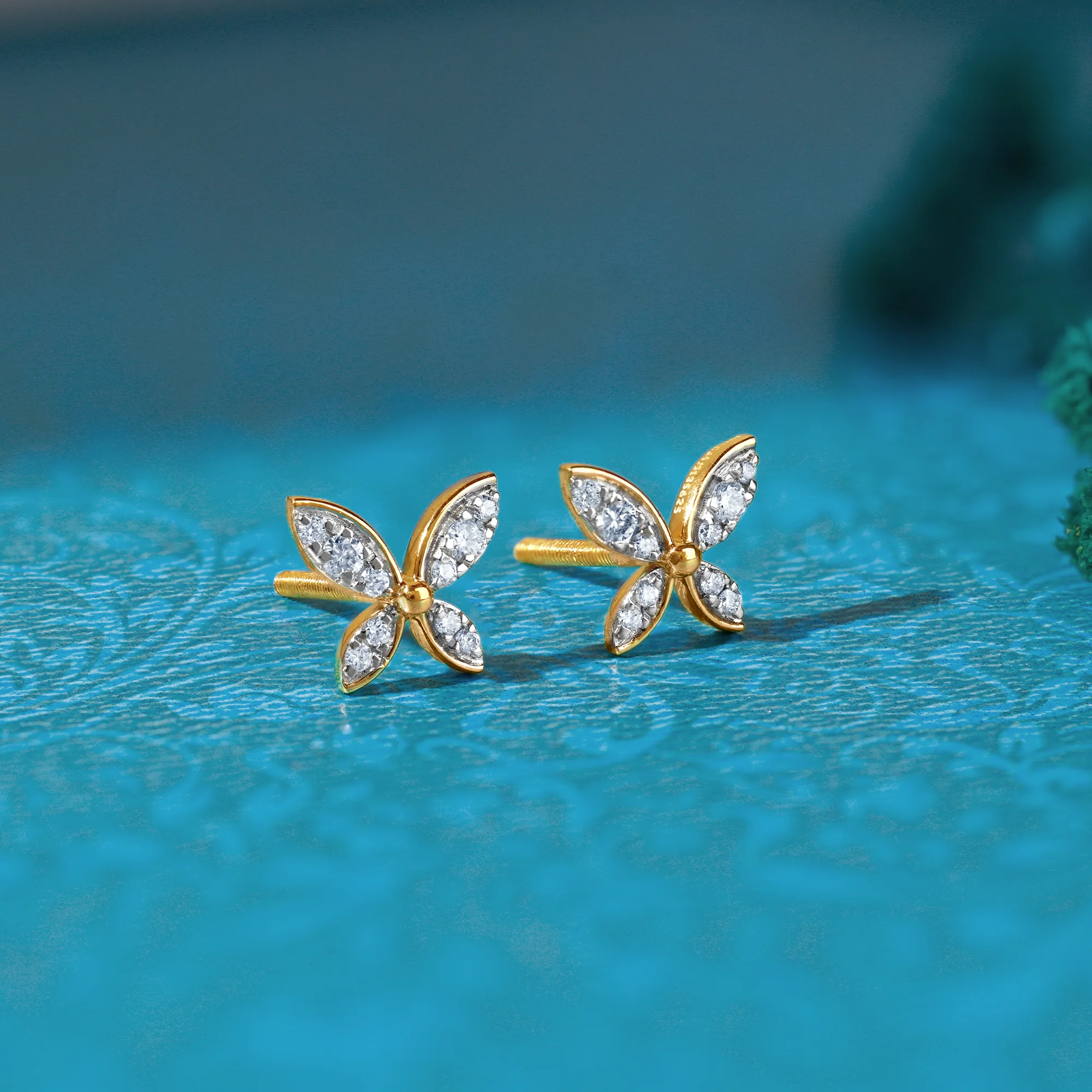 Gold Flutter Lab Grown Diamond Earrings - Image 2