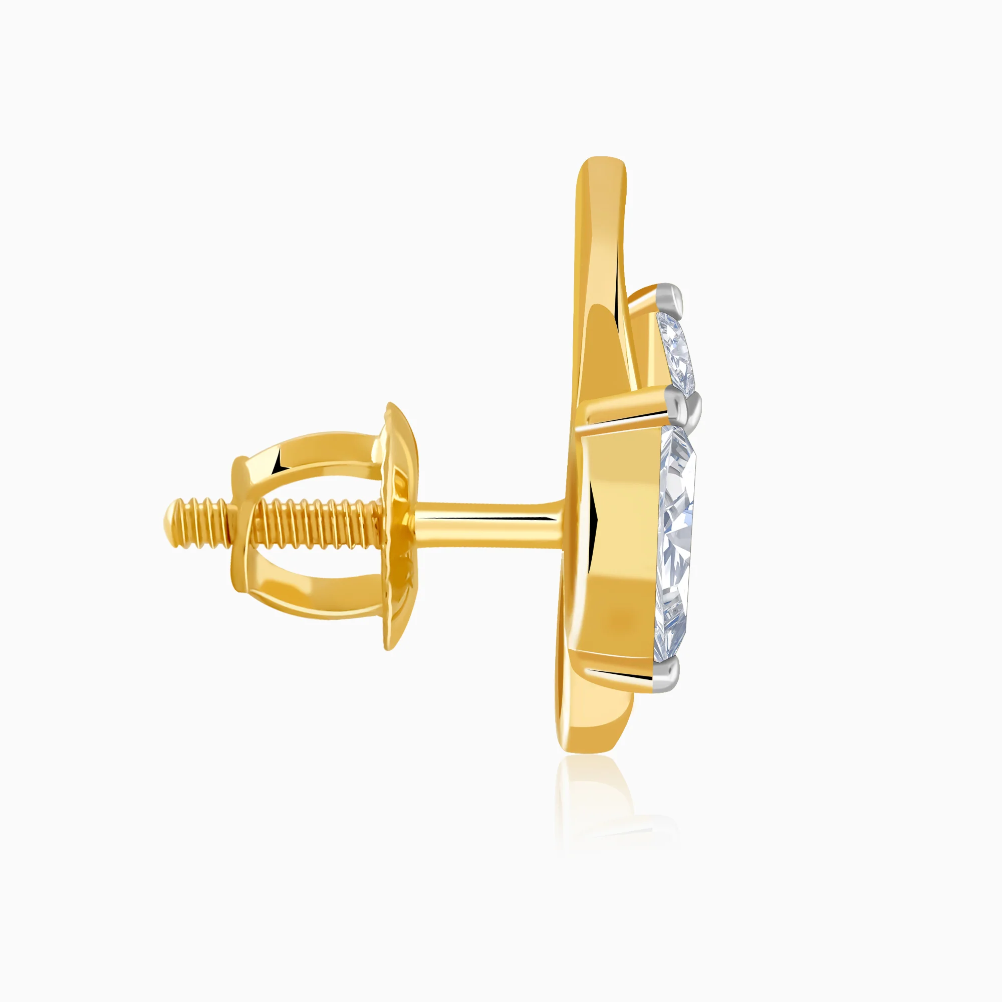 Gold Flutter Lab Grown Diamond Stud Earrings - Image 5