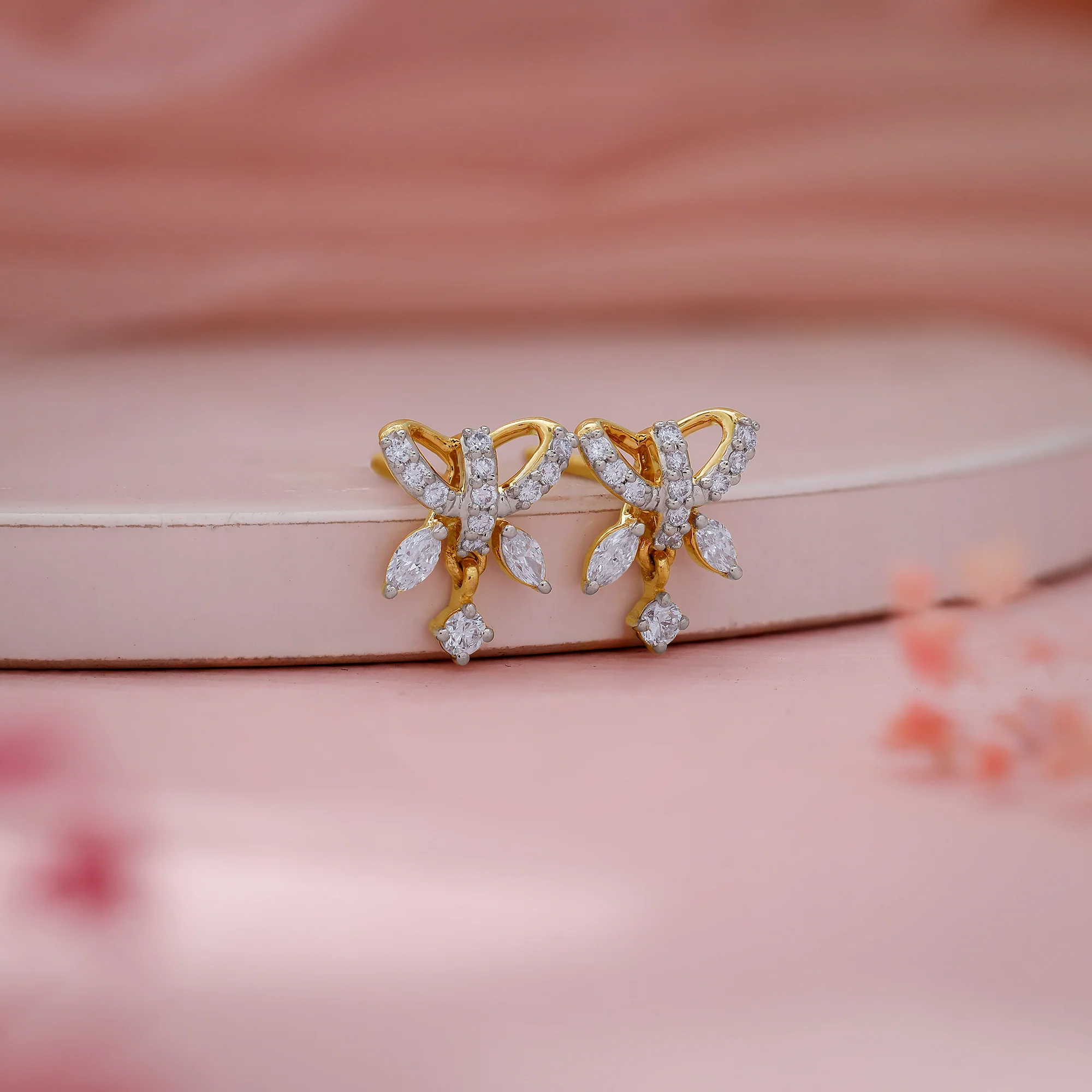 Gold Fluttering Kiss Lab Grown Diamond Earrings - Image 2