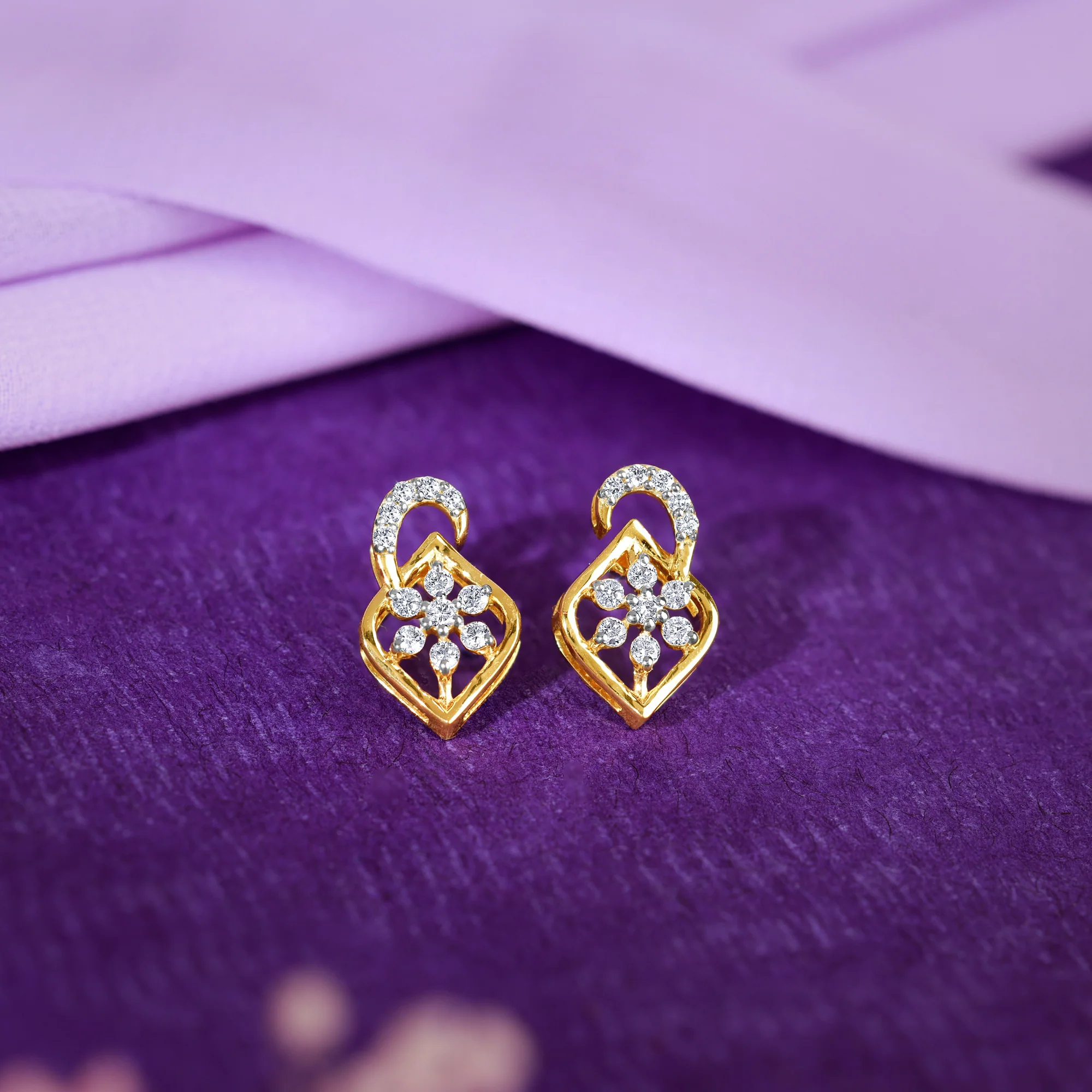 Gold Frostshell Lab Grown Diamond Earrings - Image 2