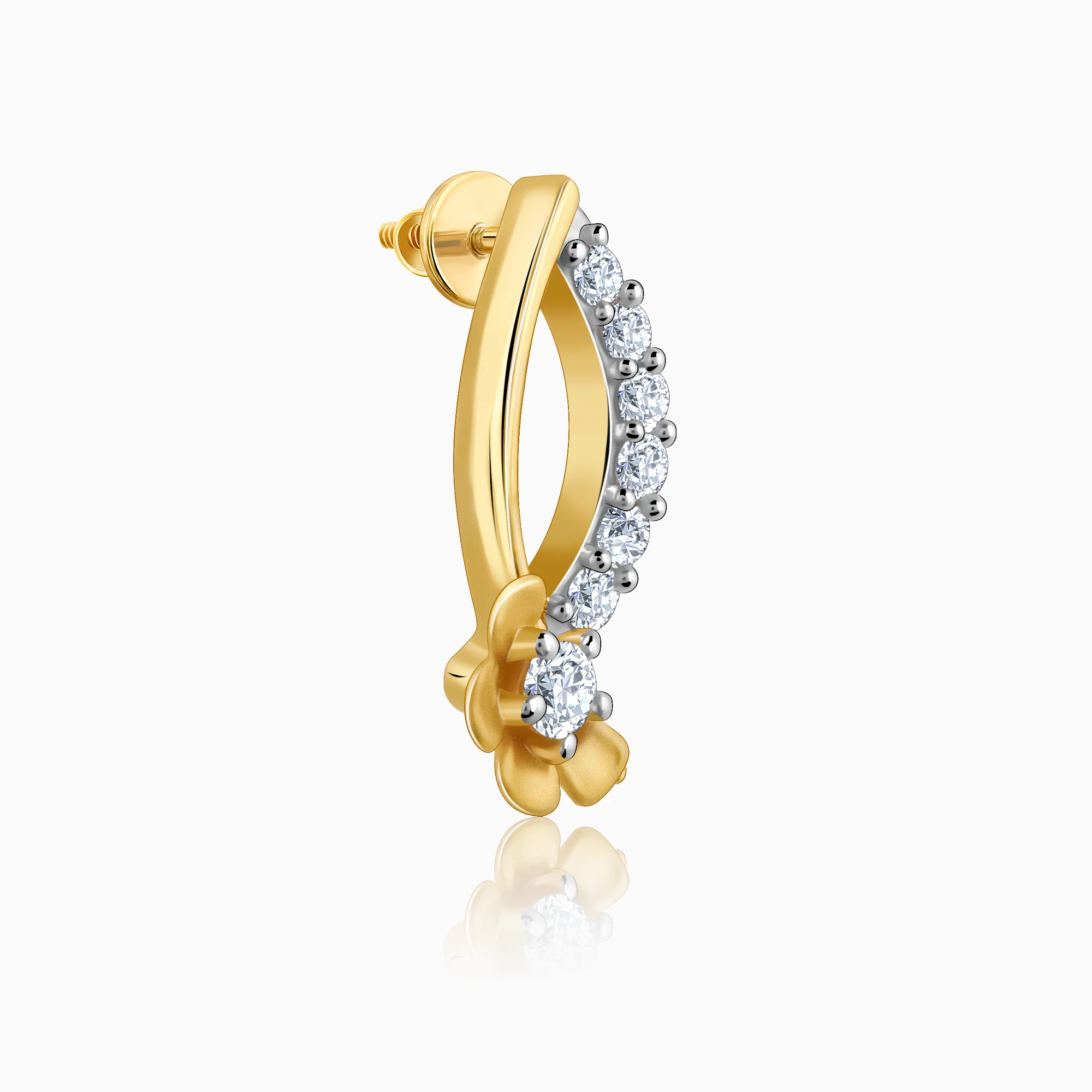 Gold Funky Florals Diamond Earrings - Image 4