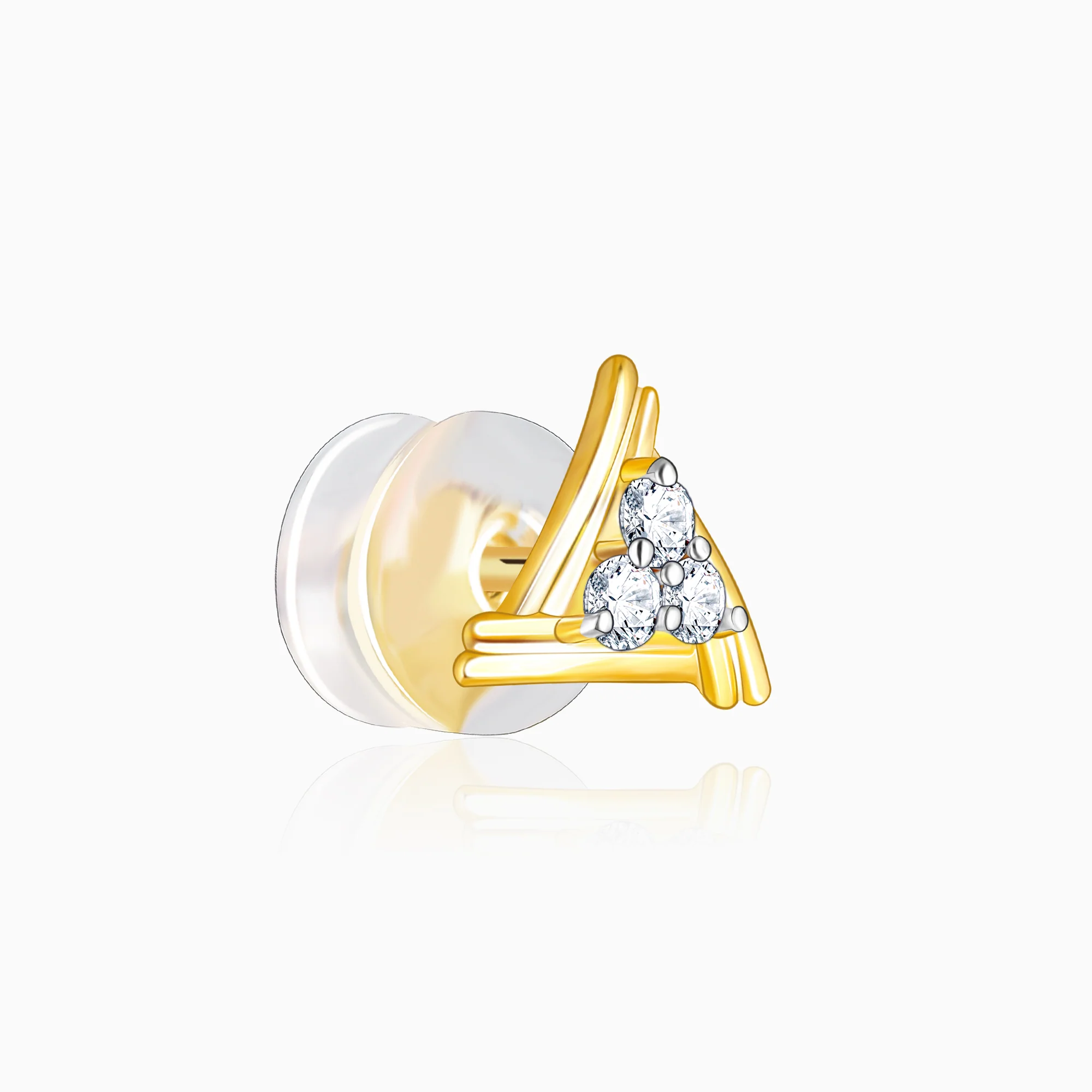 Gold Geometric Trio Diamond Earrings - Image 4