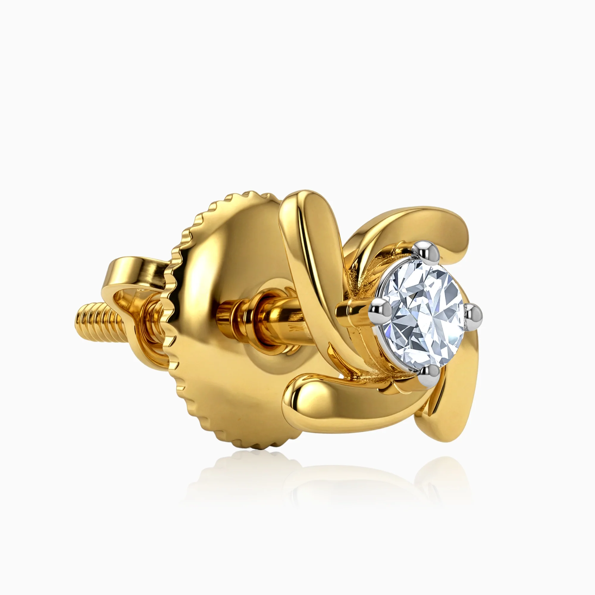 Gold Gleaming Swirl Lab Grown Diamond Studs - Image 4