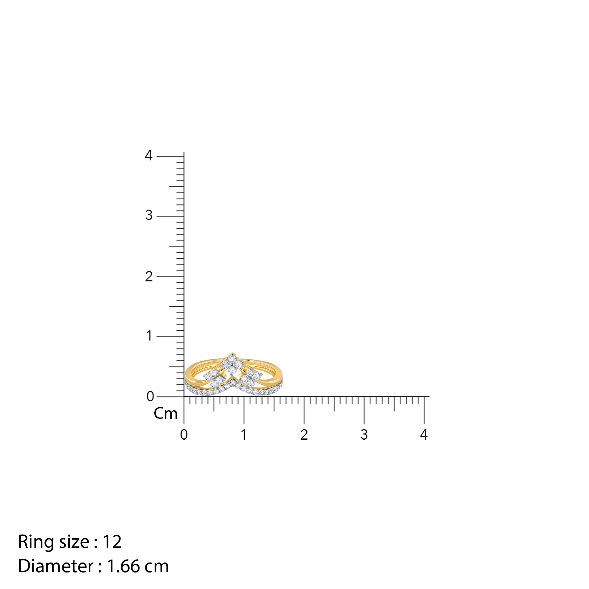 Gold Glittery Crown Diamond Ring - Image 4