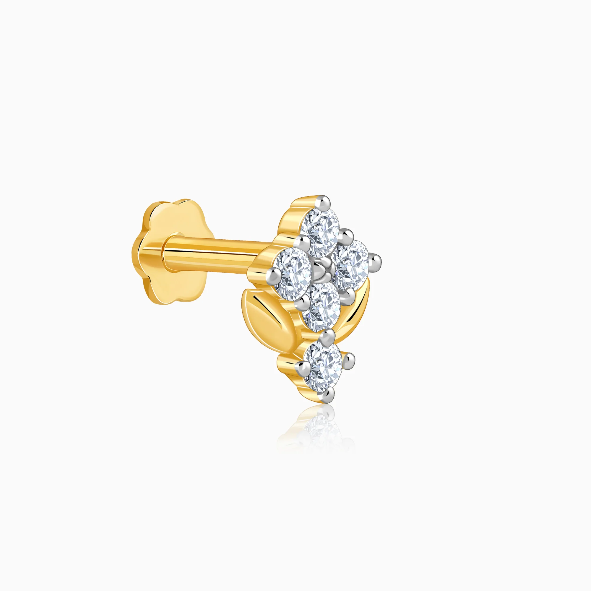 Gold Glow Vine Lab Grown Diamond Nosepin - Image 4