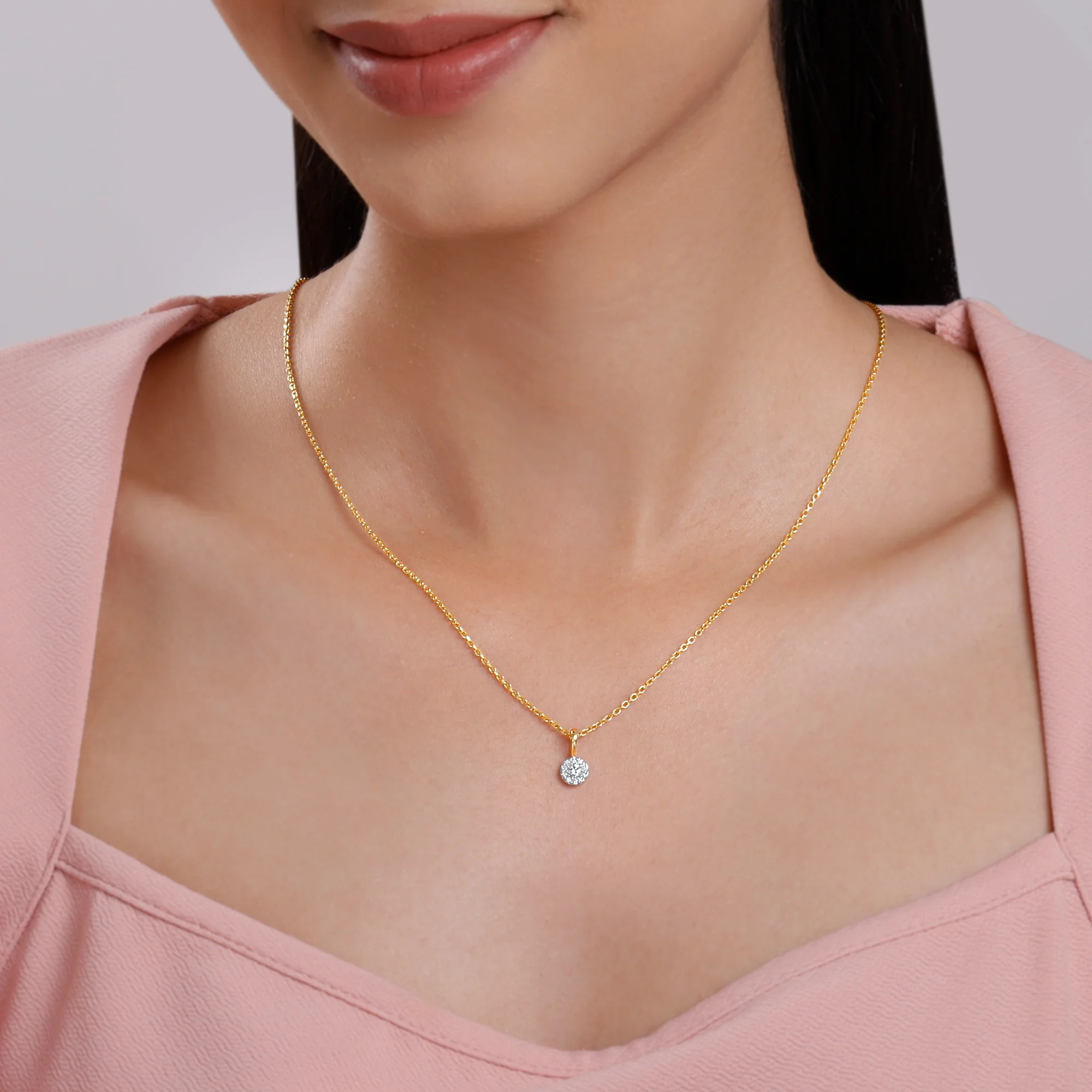 Gold Gorgeous Cluster Diamond Pendant - Image 3