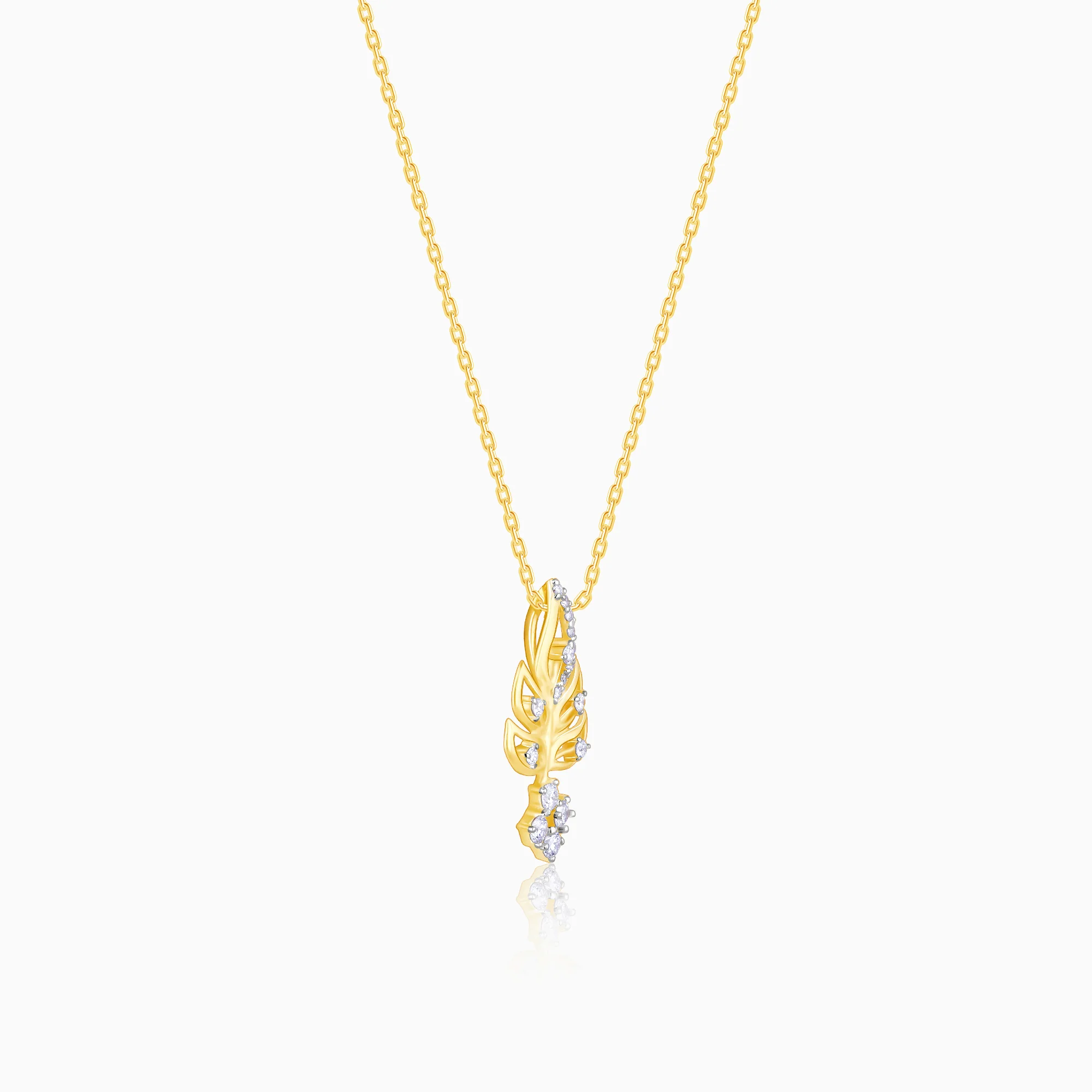 Gold Graceful Leaf Diamond Pendant - Image 5