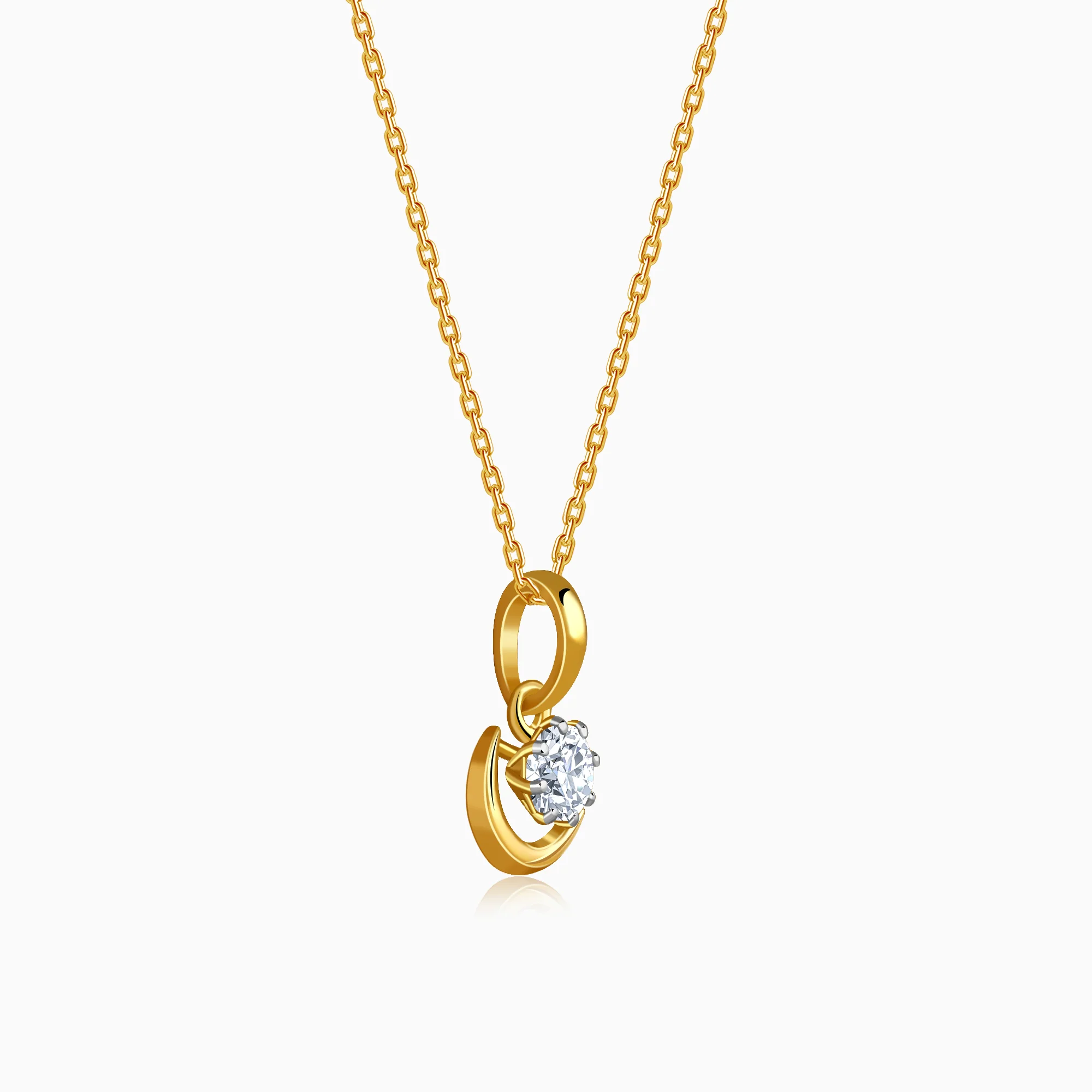 Gold Graceful Moon Lab Grown Diamond Pendant - Image 4