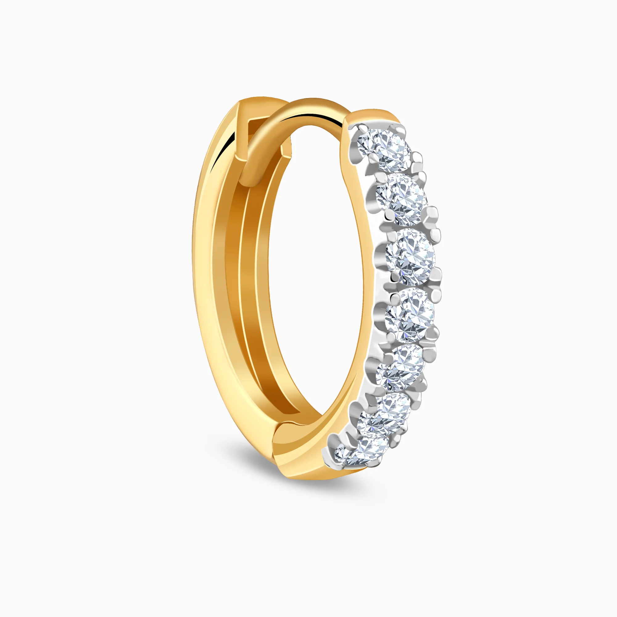 Gold Half Eternity Lab Grown Diamond Hoop Earrings - Image 4