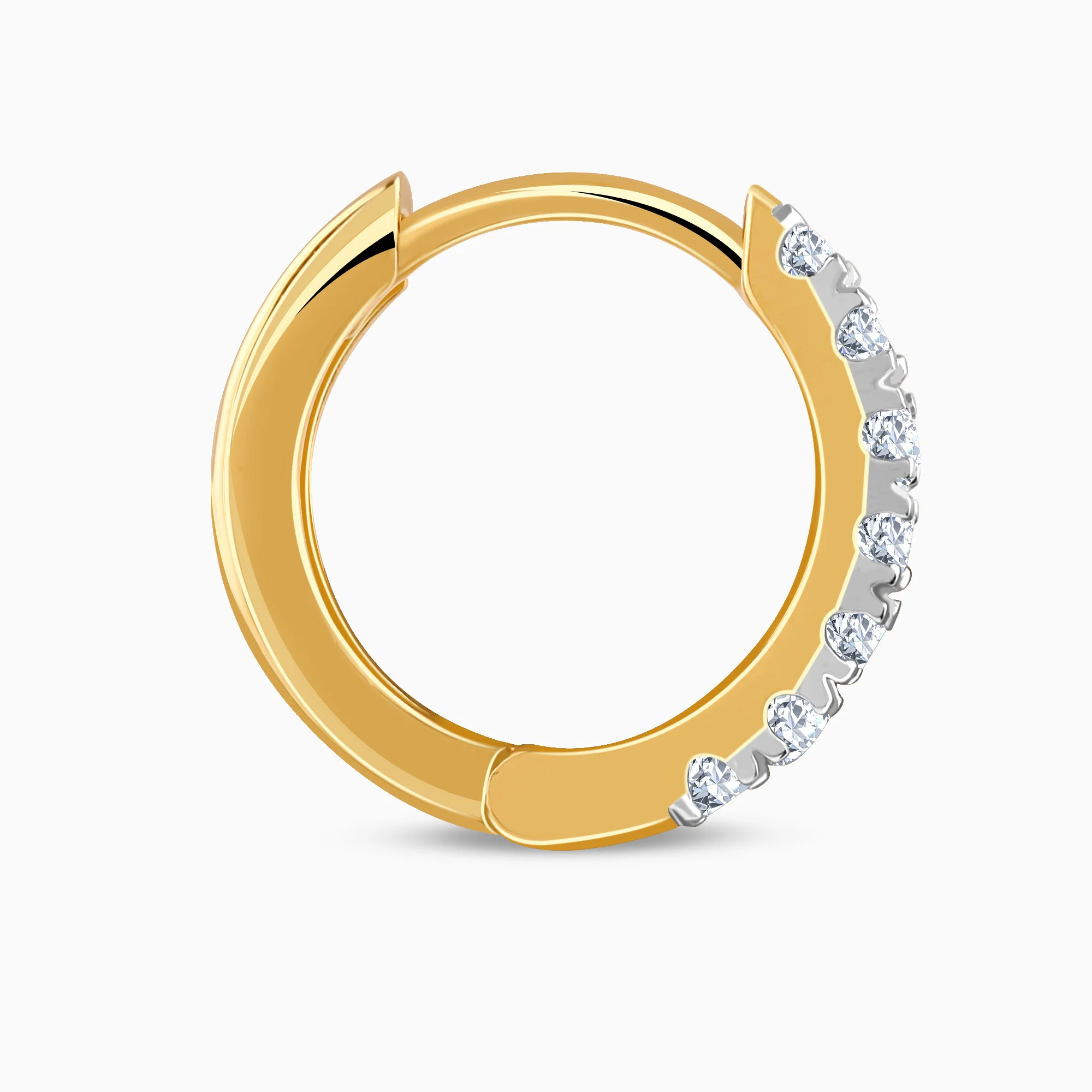 Gold Half Eternity Lab Grown Diamond Hoop Earrings - Image 5