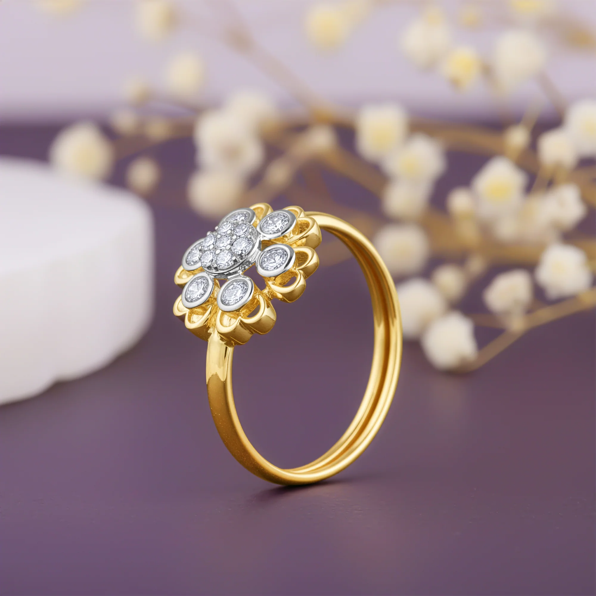 Gold Heart Bloom Lab Grown Diamond Ring - Image 2